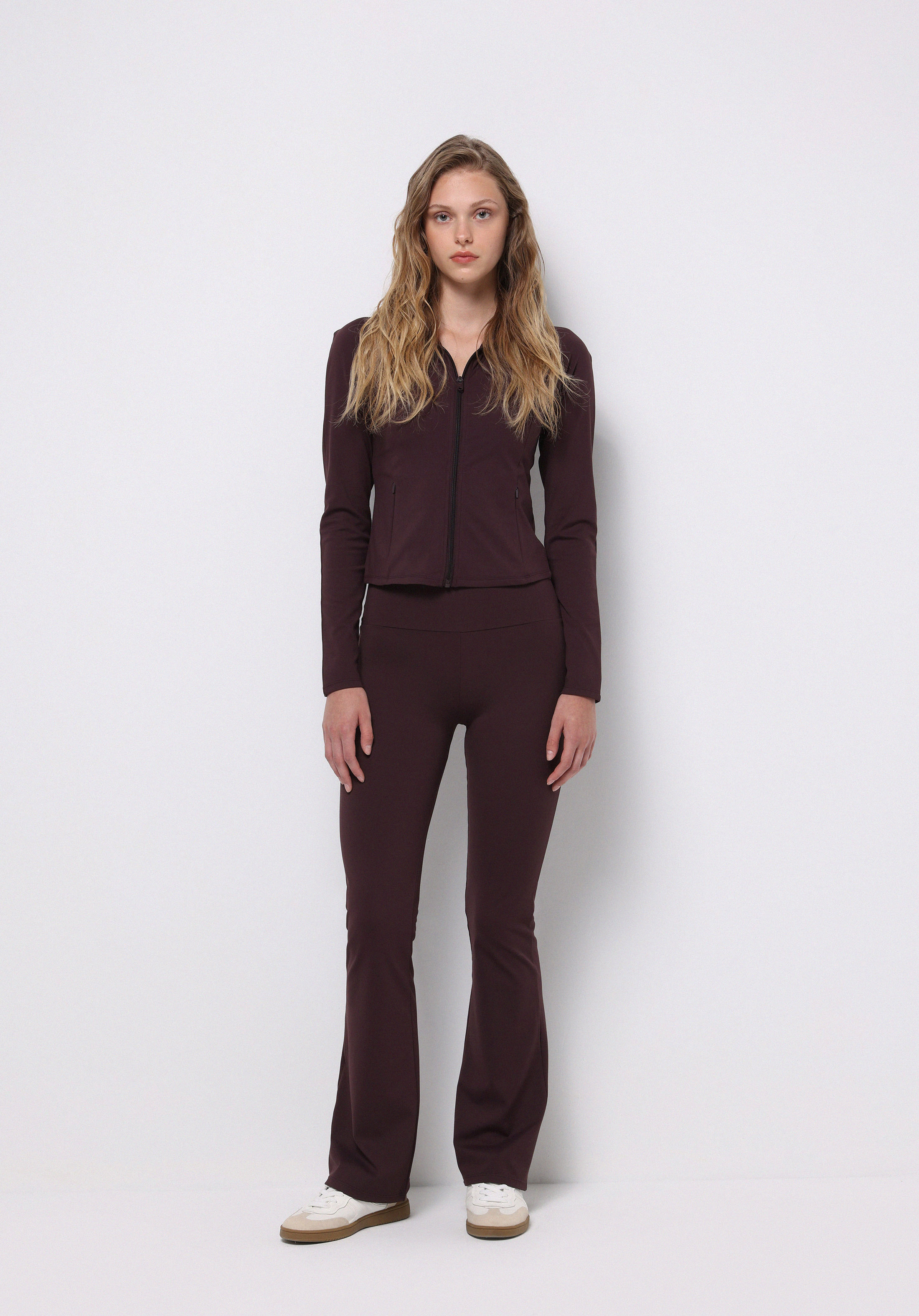 Slim Fit   Kadın Mor Örme Tayt