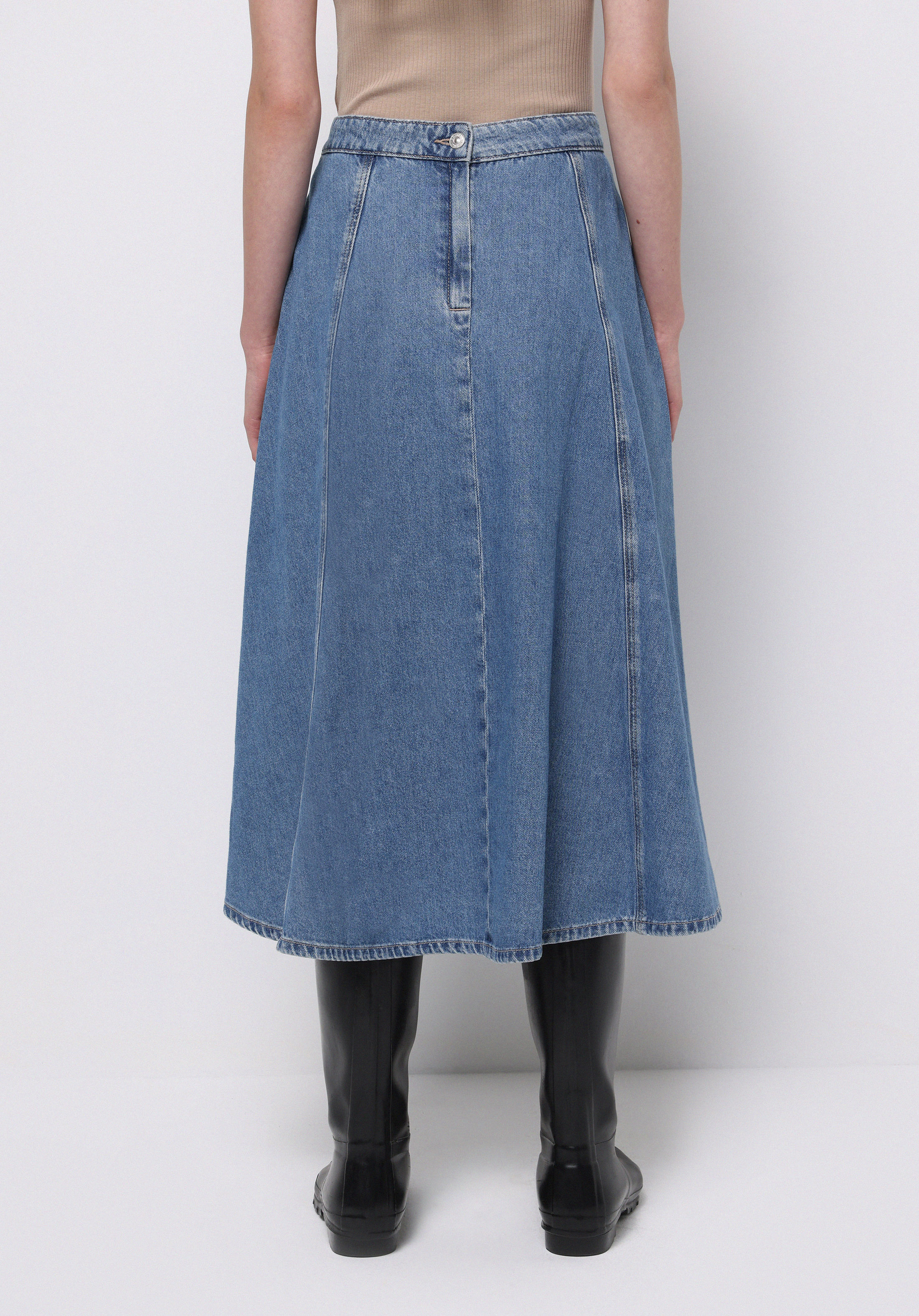 Regular Fit Düz Fermuarlı Kadın Mavi Etek