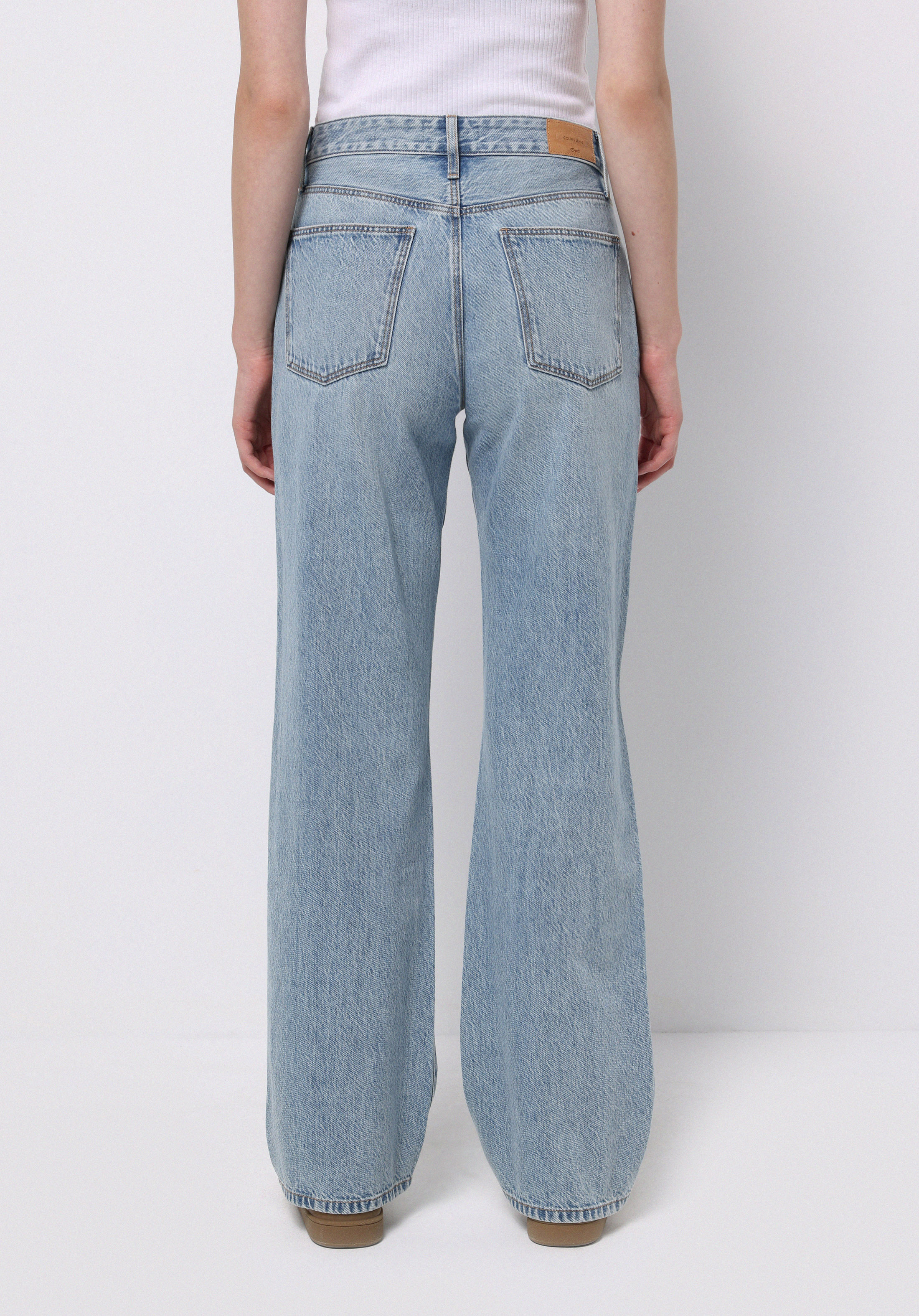 Straight Fit Orta Bel Tam Boy Paça Kadın İndigo Jean Pantolon