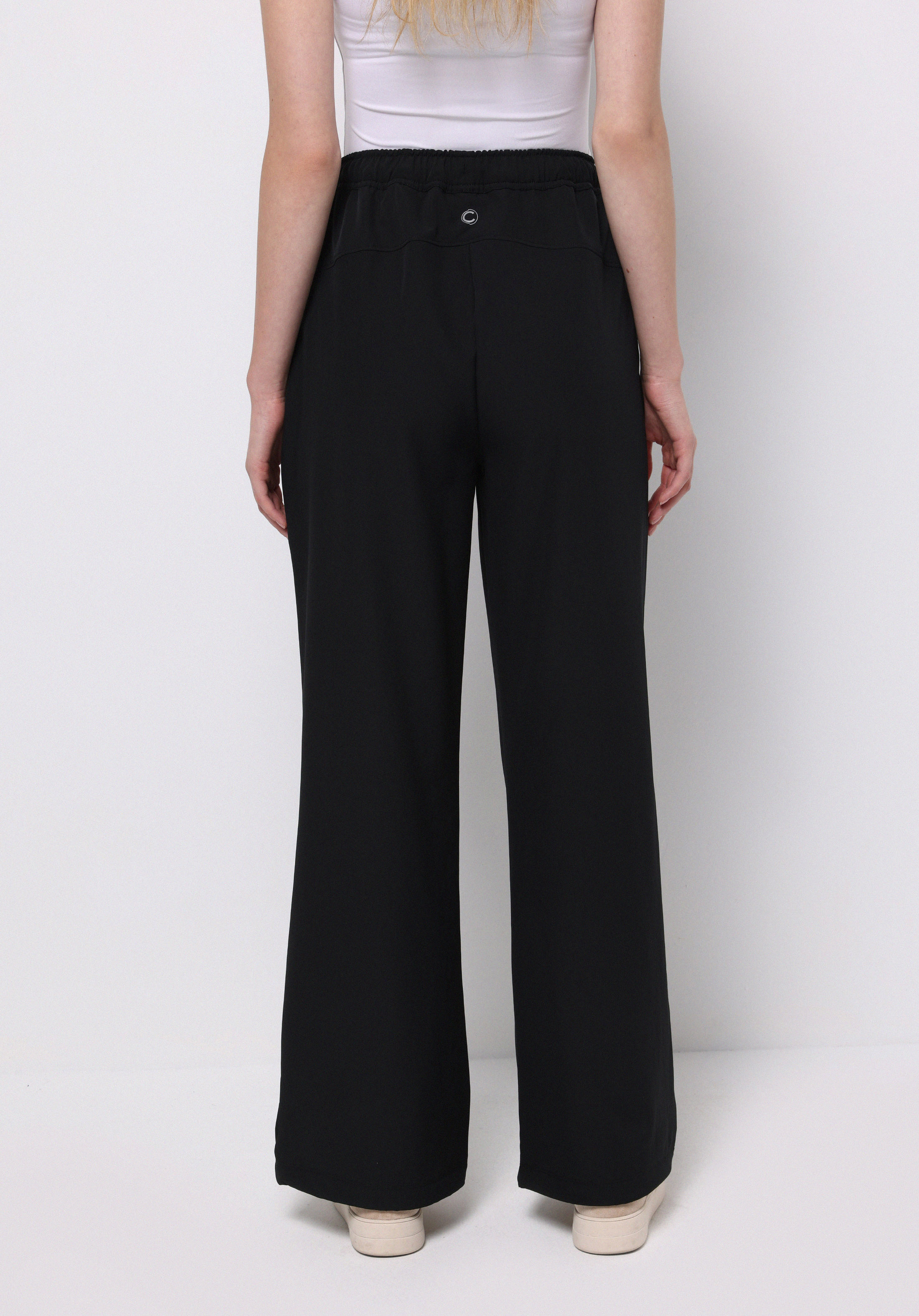 Regular Fit Düşük Bel Geniş Paça Kadın Siyah  Pantolon