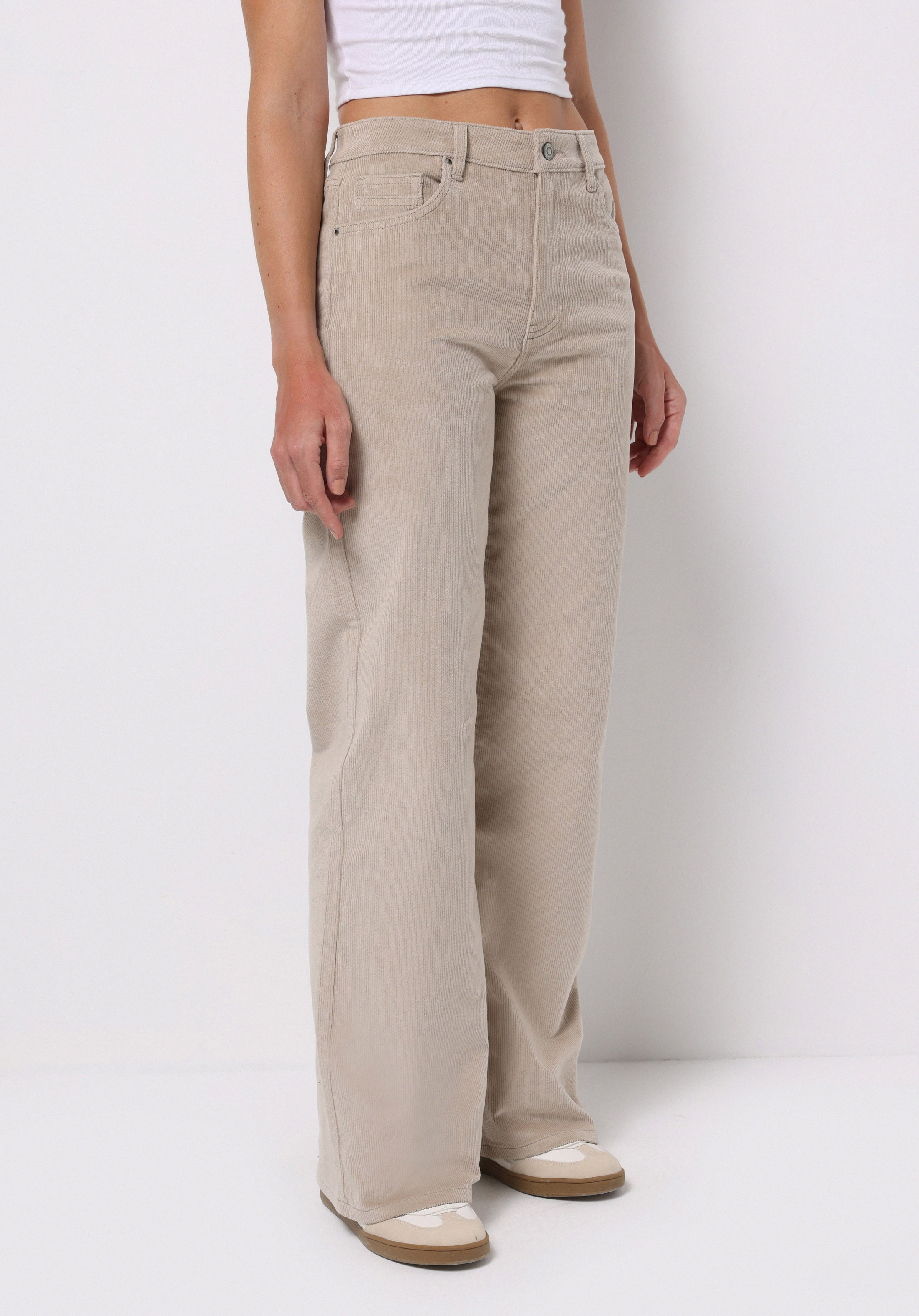 Berry Fit Yüksel Bel Geniş Paça Kadın Bej  Pantolon