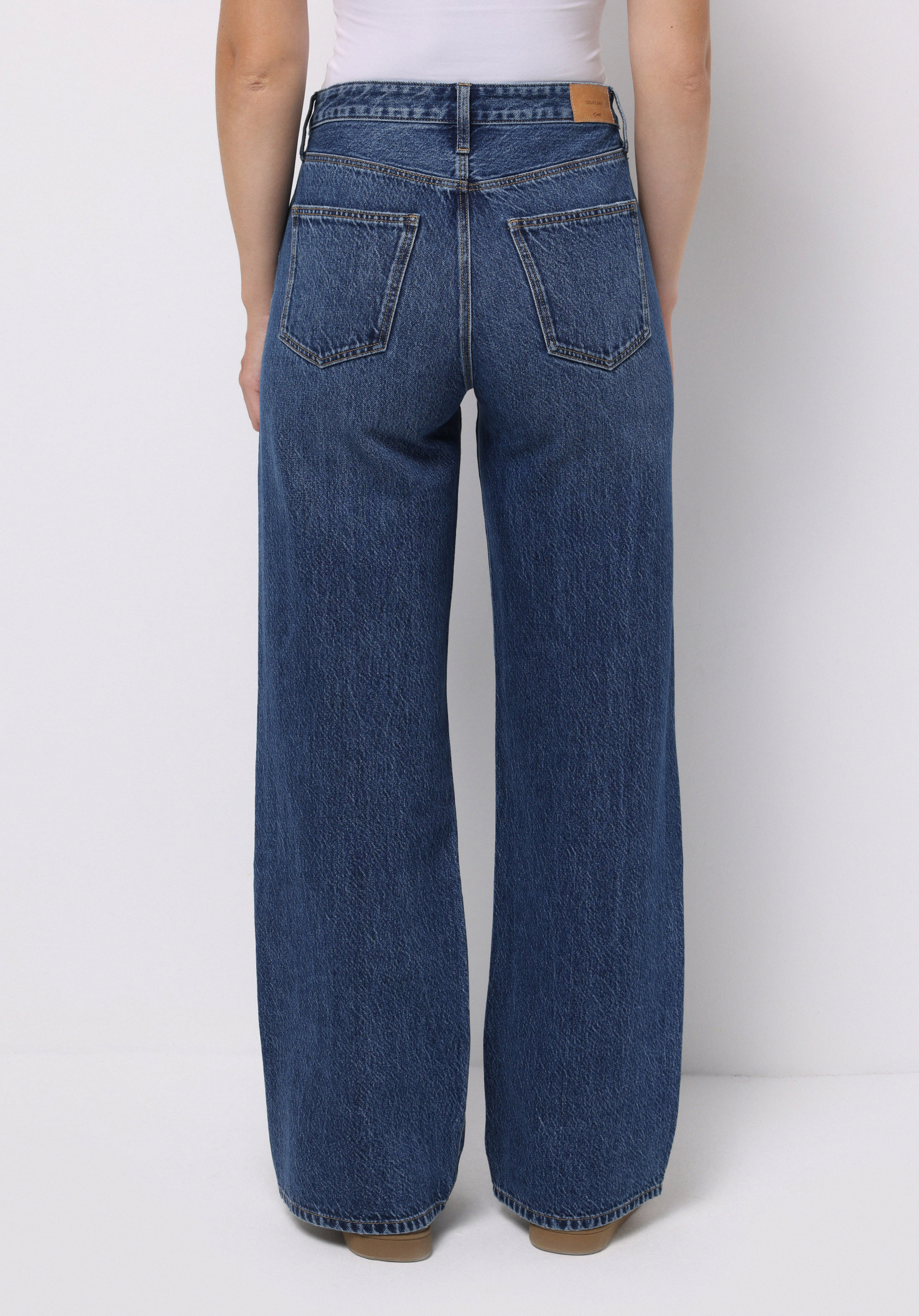 Regular Fit Yüksel Bel Geniş Paça Kadın İndigo Jean Pantolon