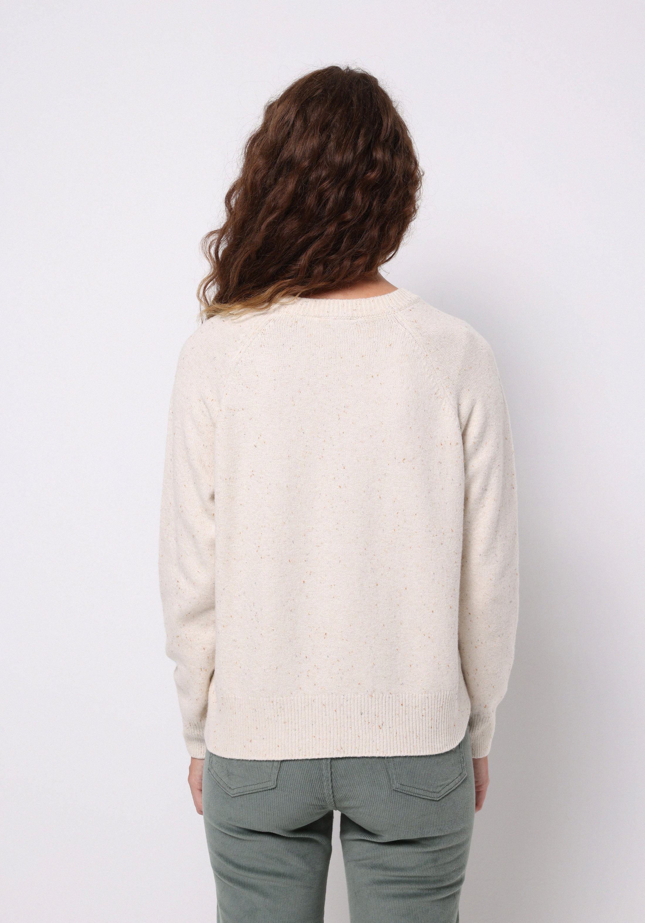 Regular Fit Yuvarlak Yaka Düz Kadın Ekru Kazak