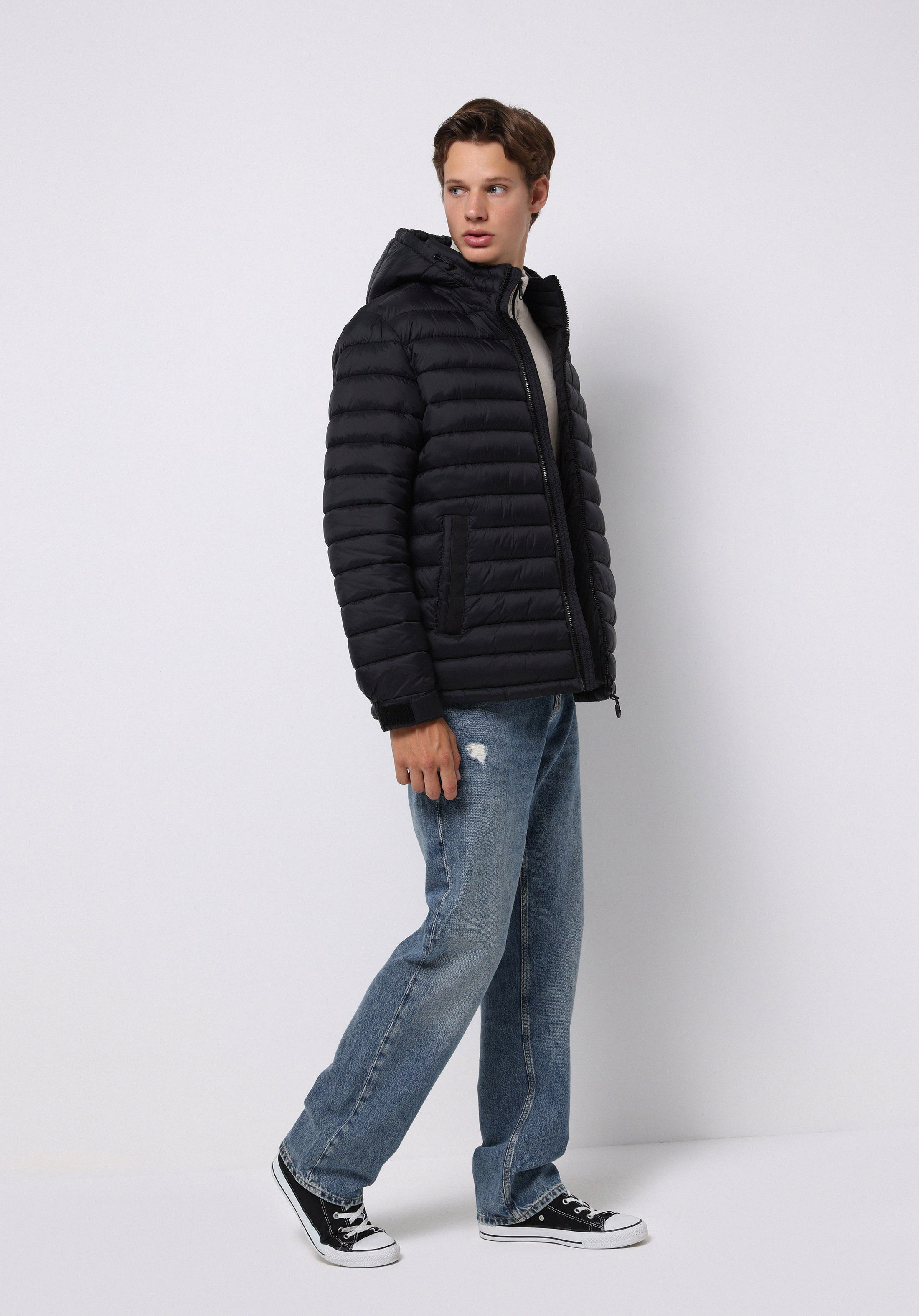 Slim Fit     Erkek Siyah Mont