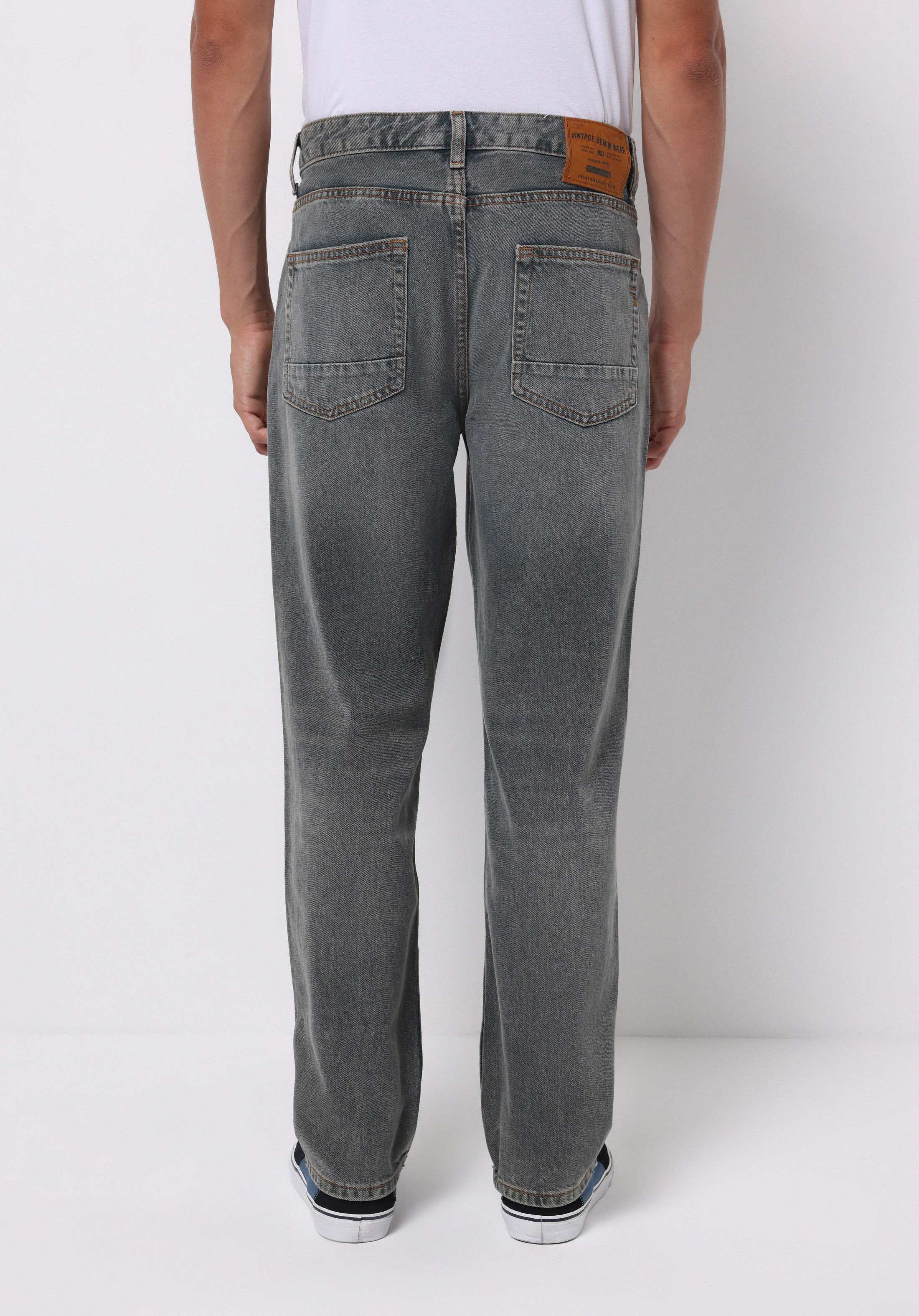 Loose Straight Fit Orta Bel Düz Paça Erkek İndigo Jean Pantolon