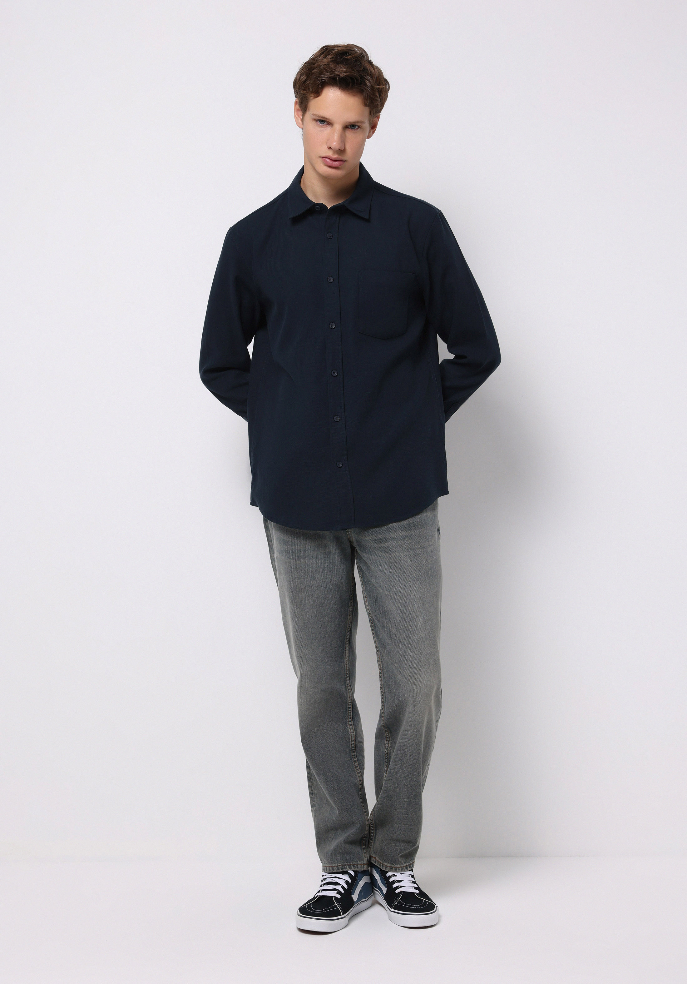 Loose Straight Fit Orta Bel Düz Paça Erkek İndigo Jean Pantolon