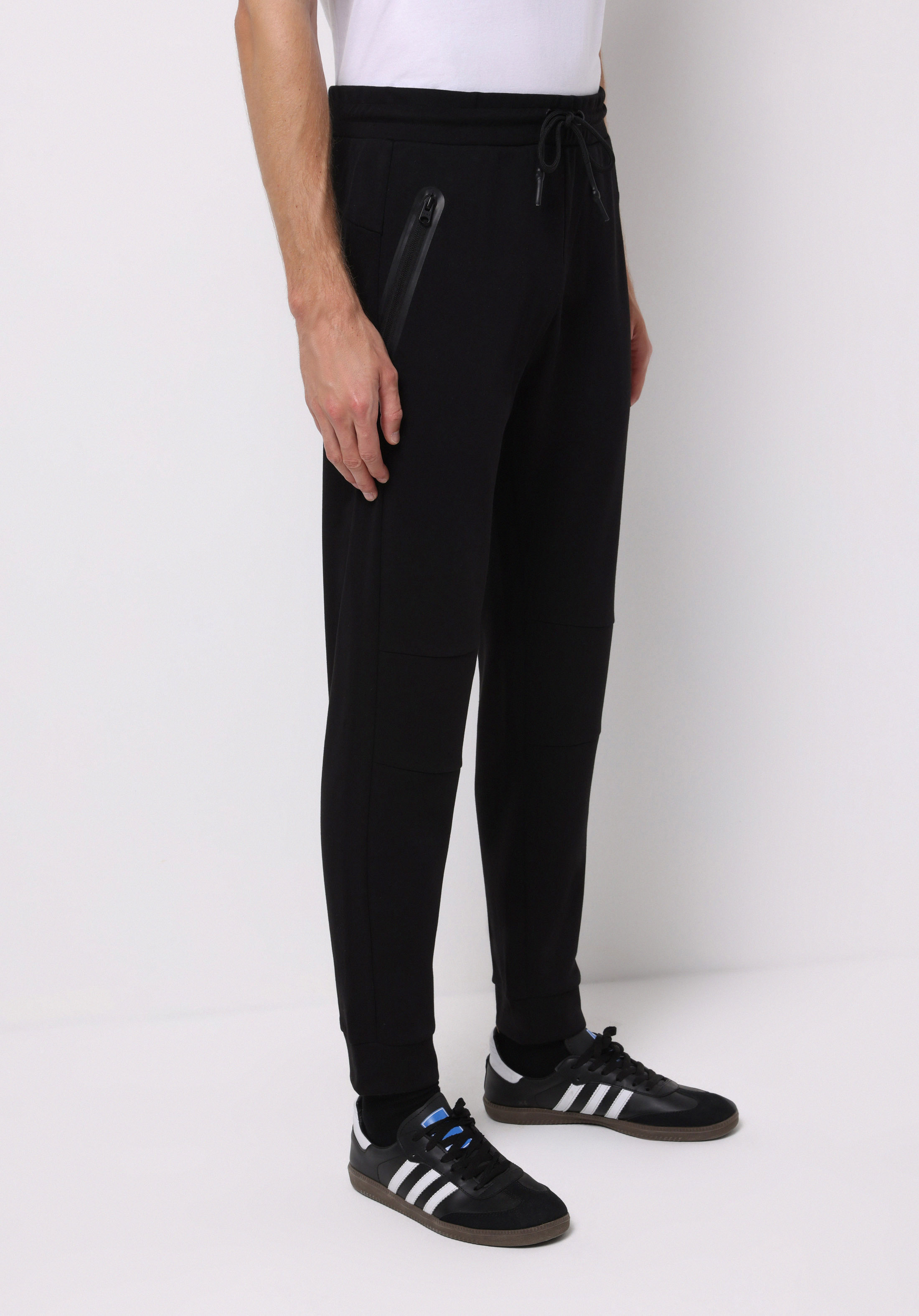 Regular Fit Orta Bel Düz Erkek Siyah Eşofman Altı