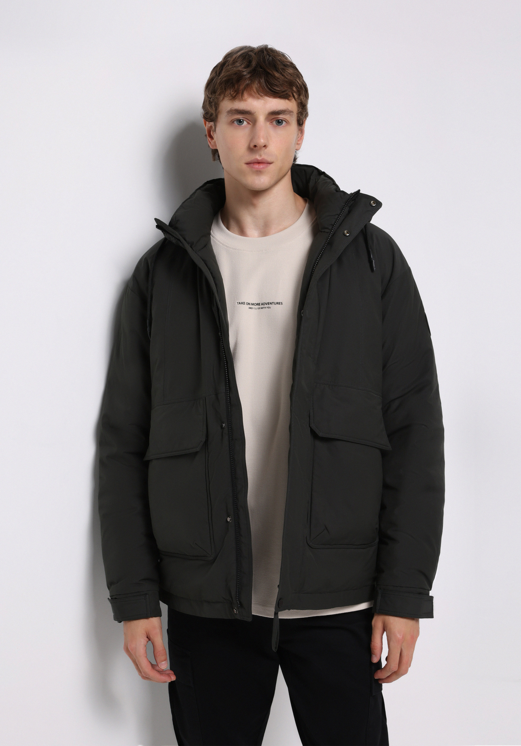 Regular Fit     Erkek Yeşil Mont