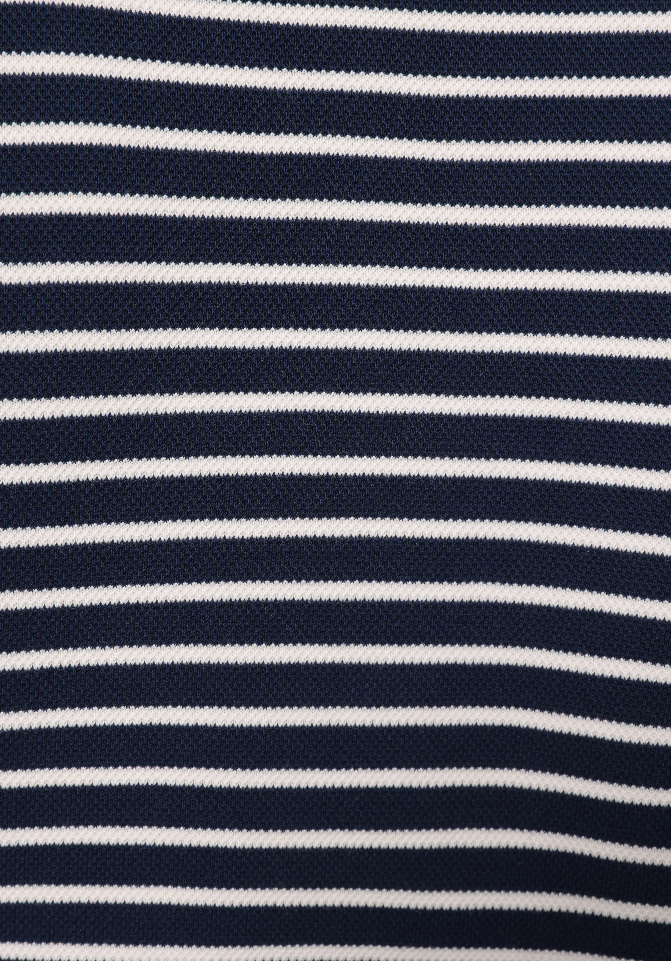 Regular Fit Polo Yaka Çizgili Kadın Lacivert Sweatshirt