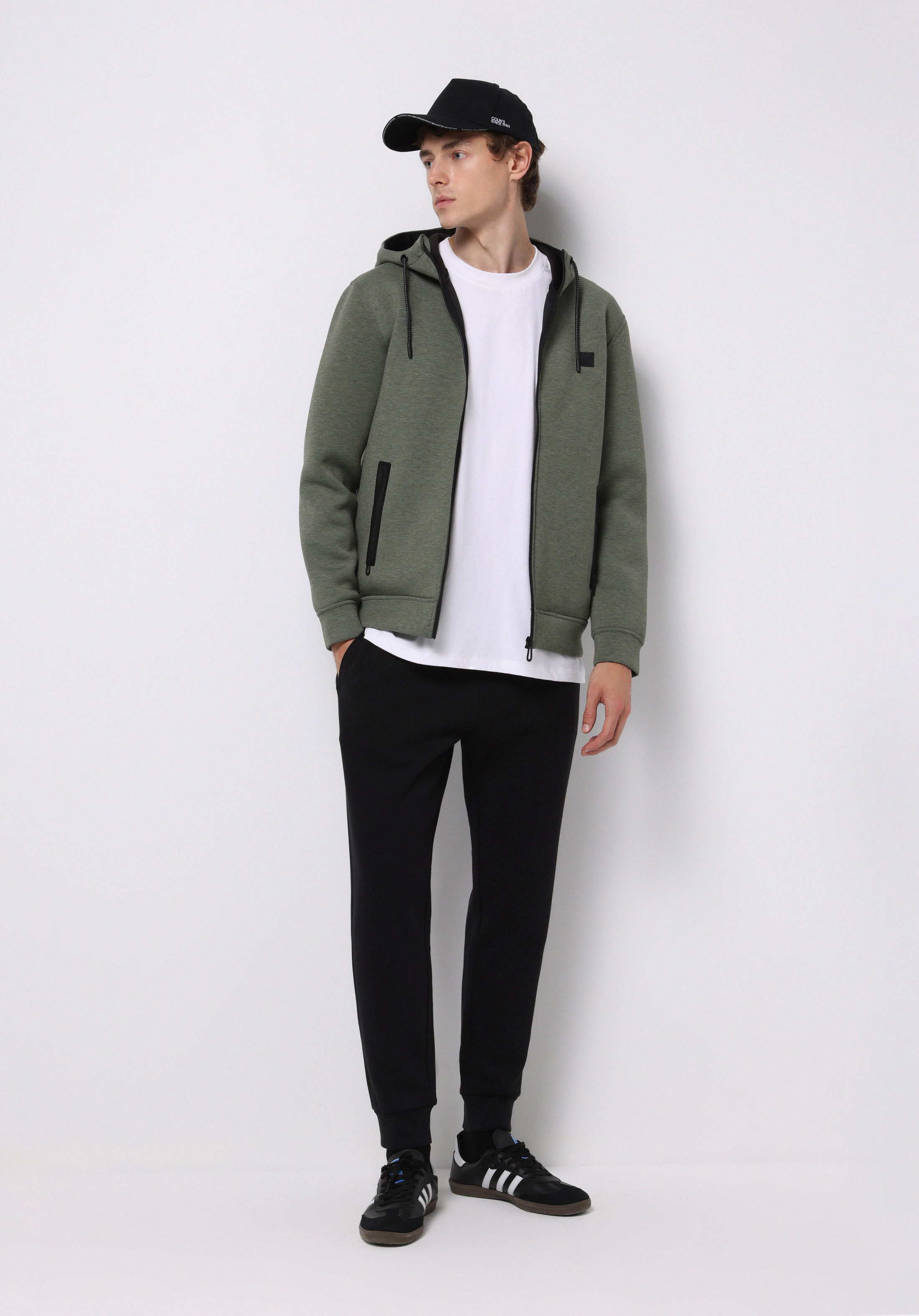 Slim Fit Orta Bel Düz Erkek Siyah Eşofman Altı