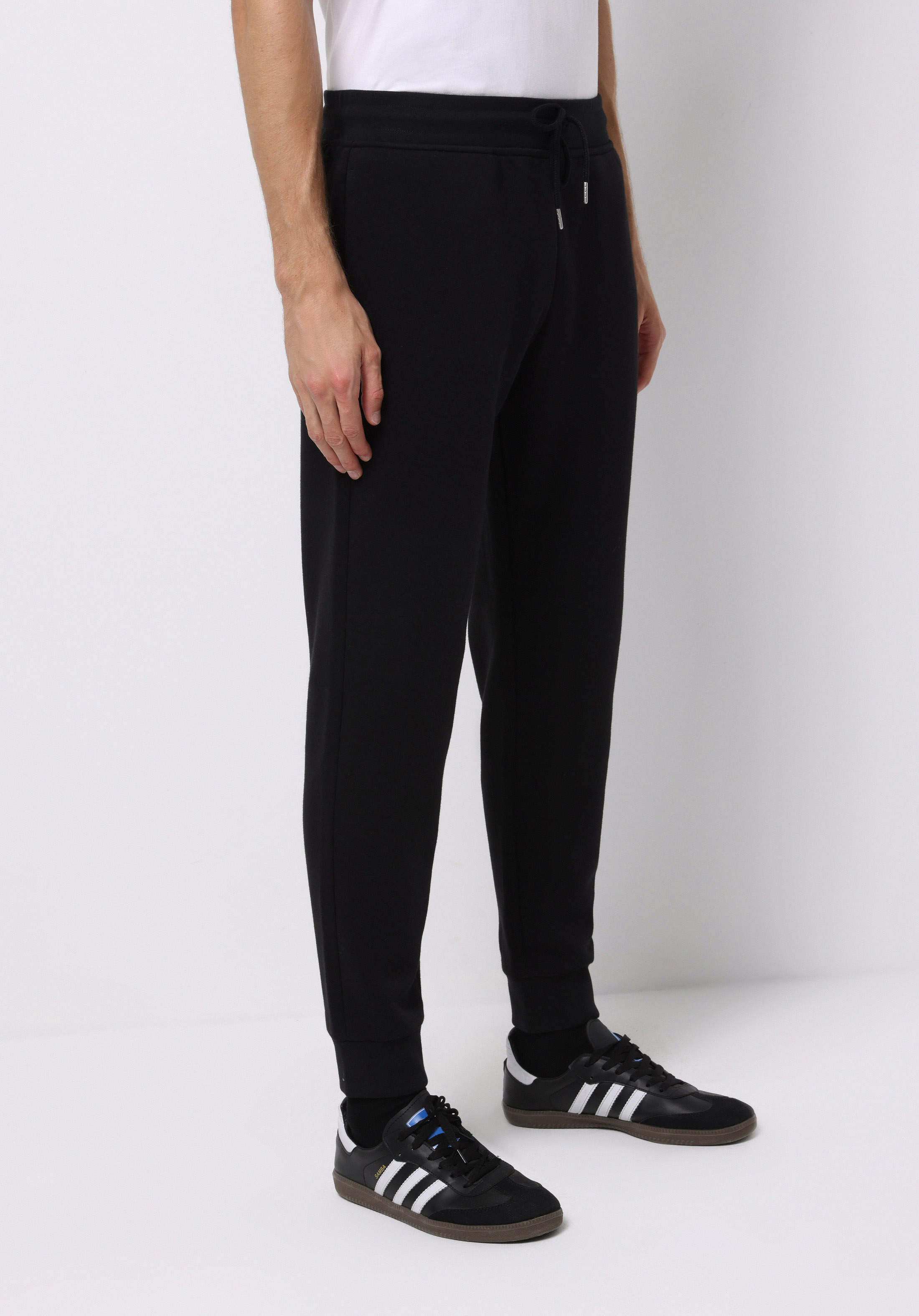 Slim Fit Orta Bel Düz Erkek Siyah Eşofman Altı