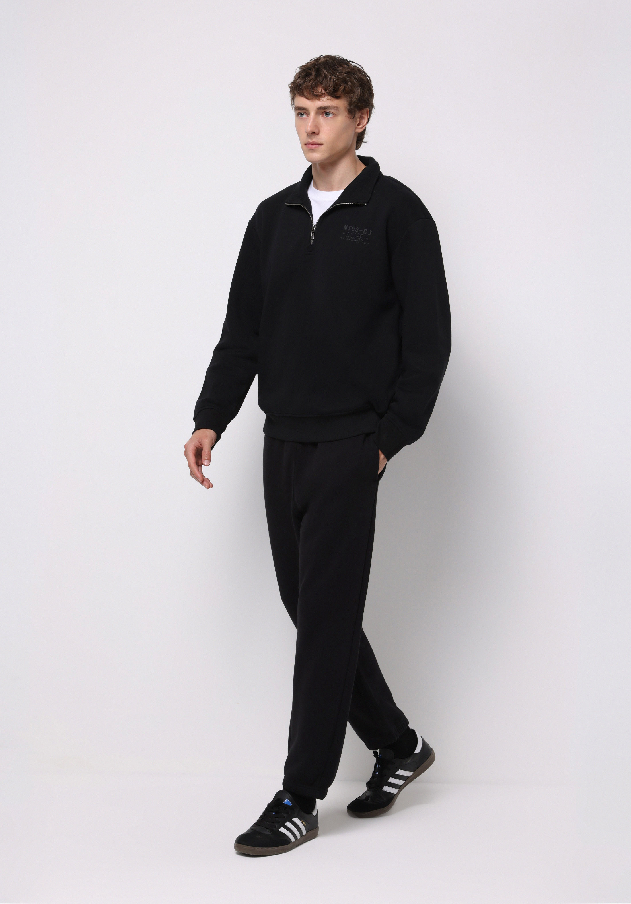 Loose Fit Orta Bel Düz Erkek Siyah Eşofman Altı