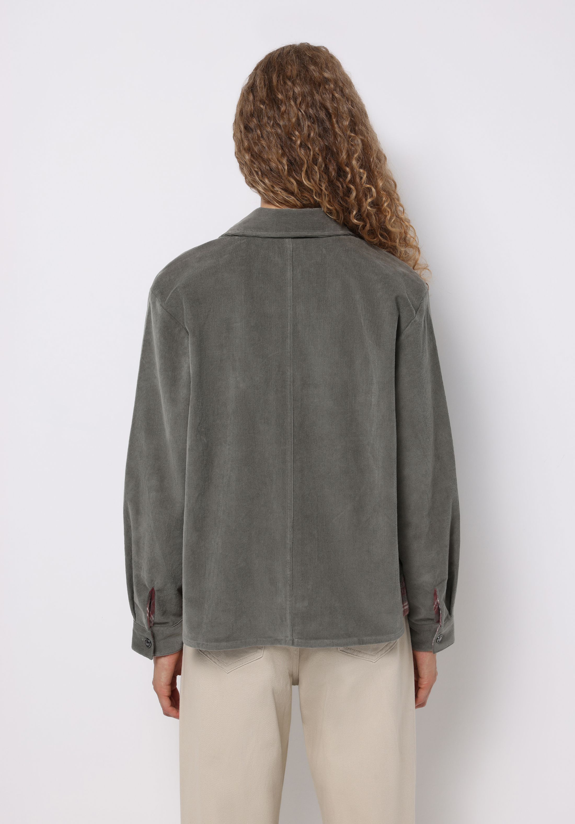 Regular Fit Shirt Neck Düz Kadın Yeşil Uzun Kol Gömlek