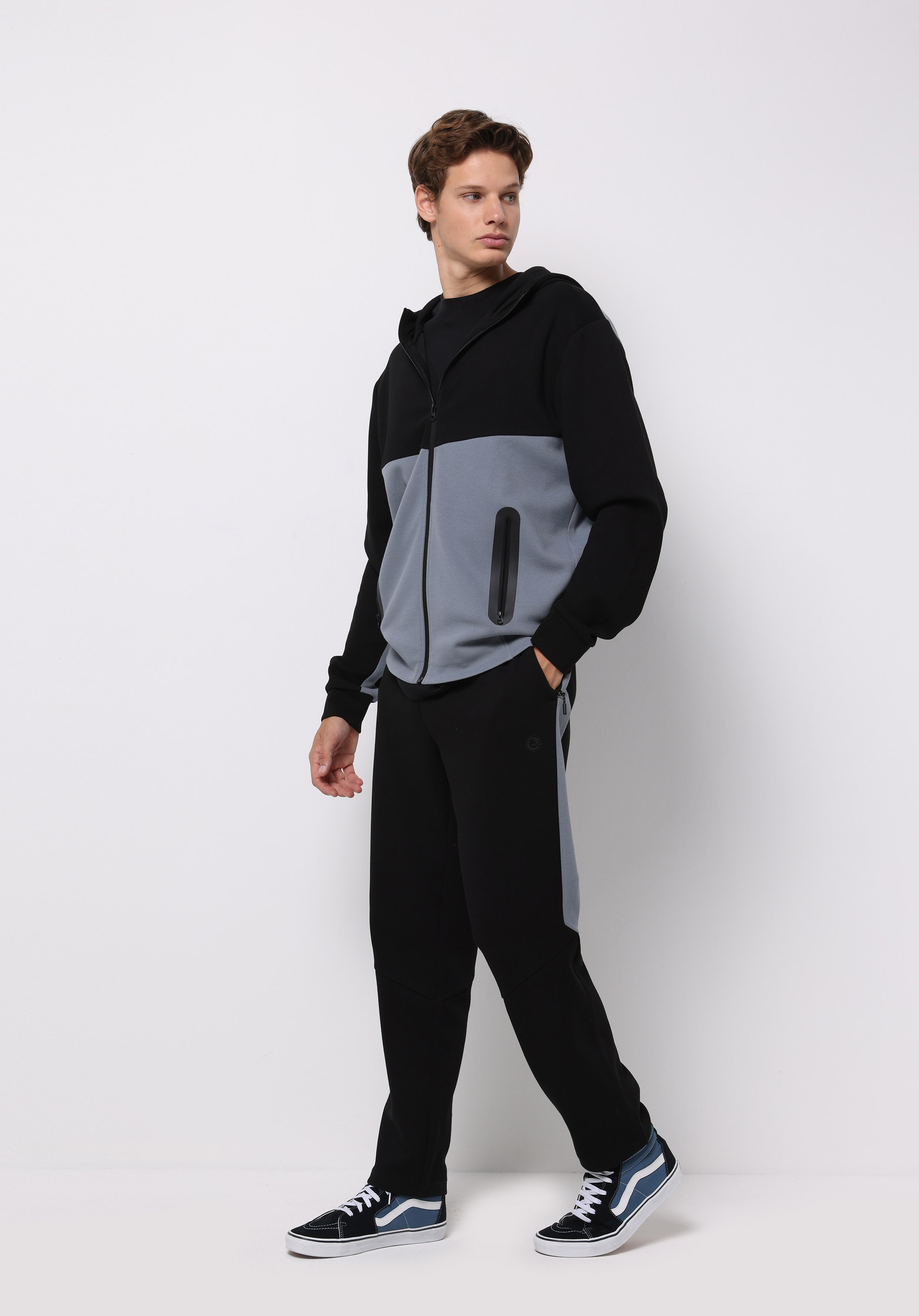 Regular Fit Orta Bel Düz Erkek Siyah Eşofman Altı