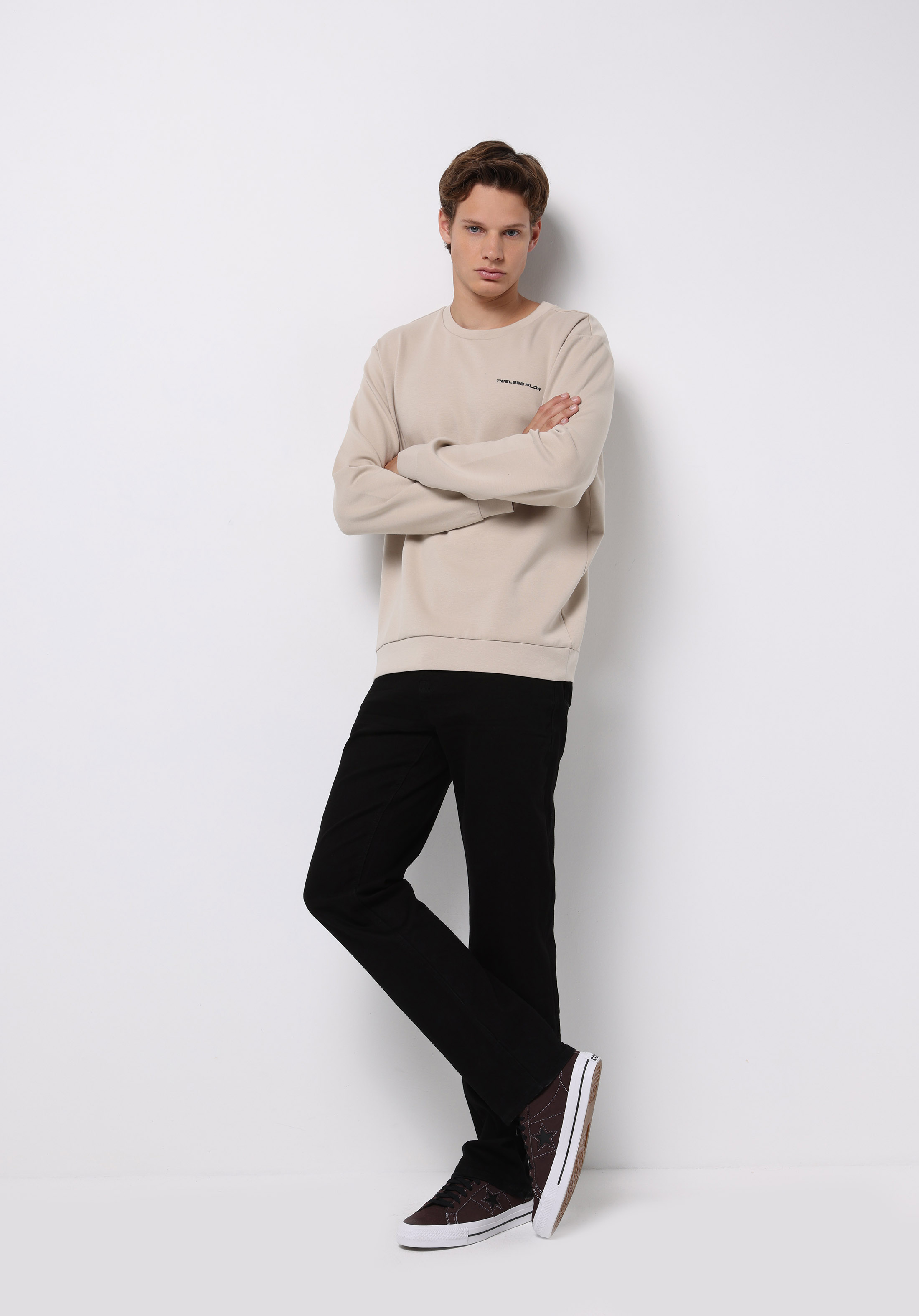 Regular Fit   Erkek Bej Sweatshirt