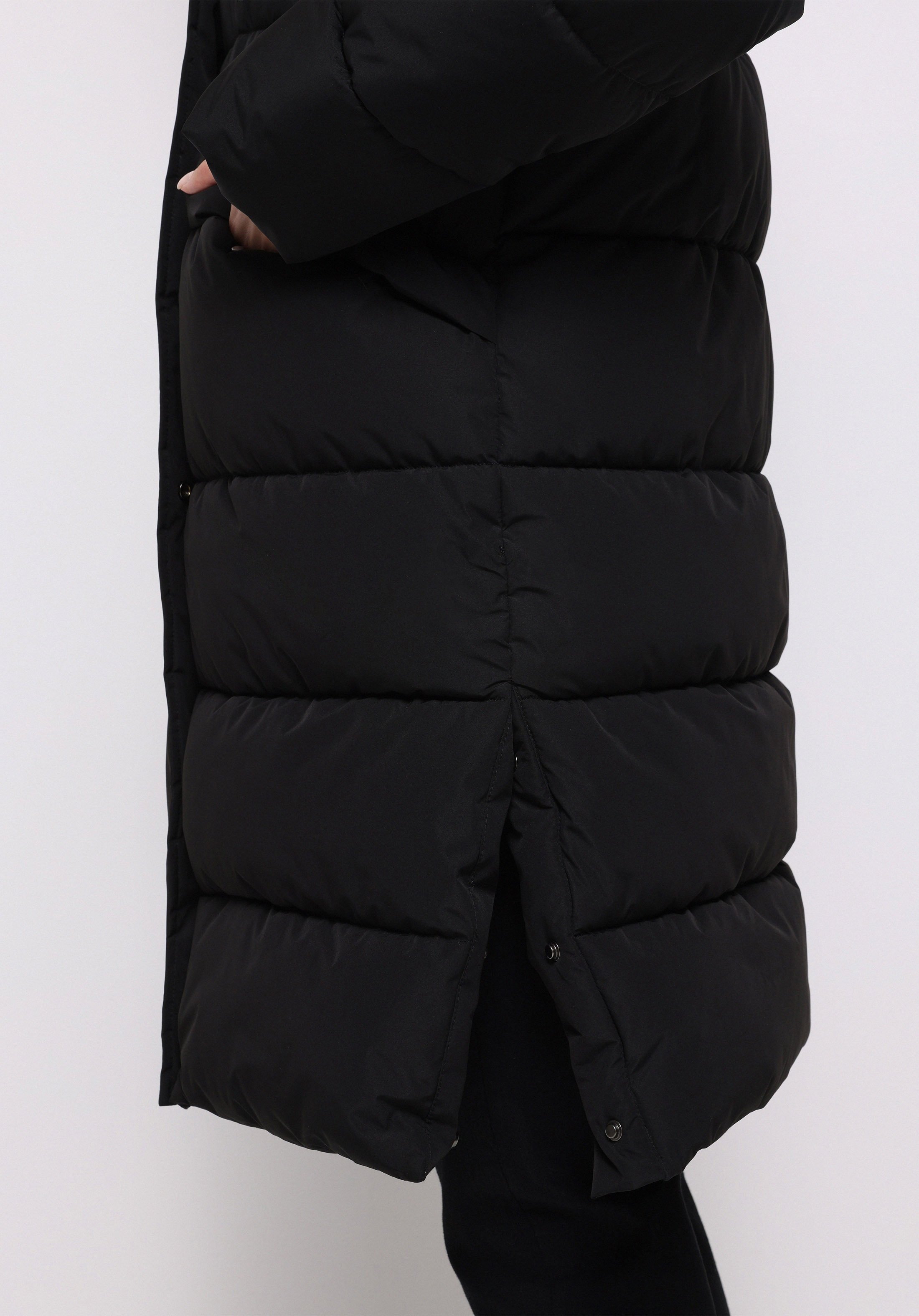 Regular Fit Kapüşonlu Fermuarlı Astarlı Suya Dayanıklı Kadın Siyah Kaban