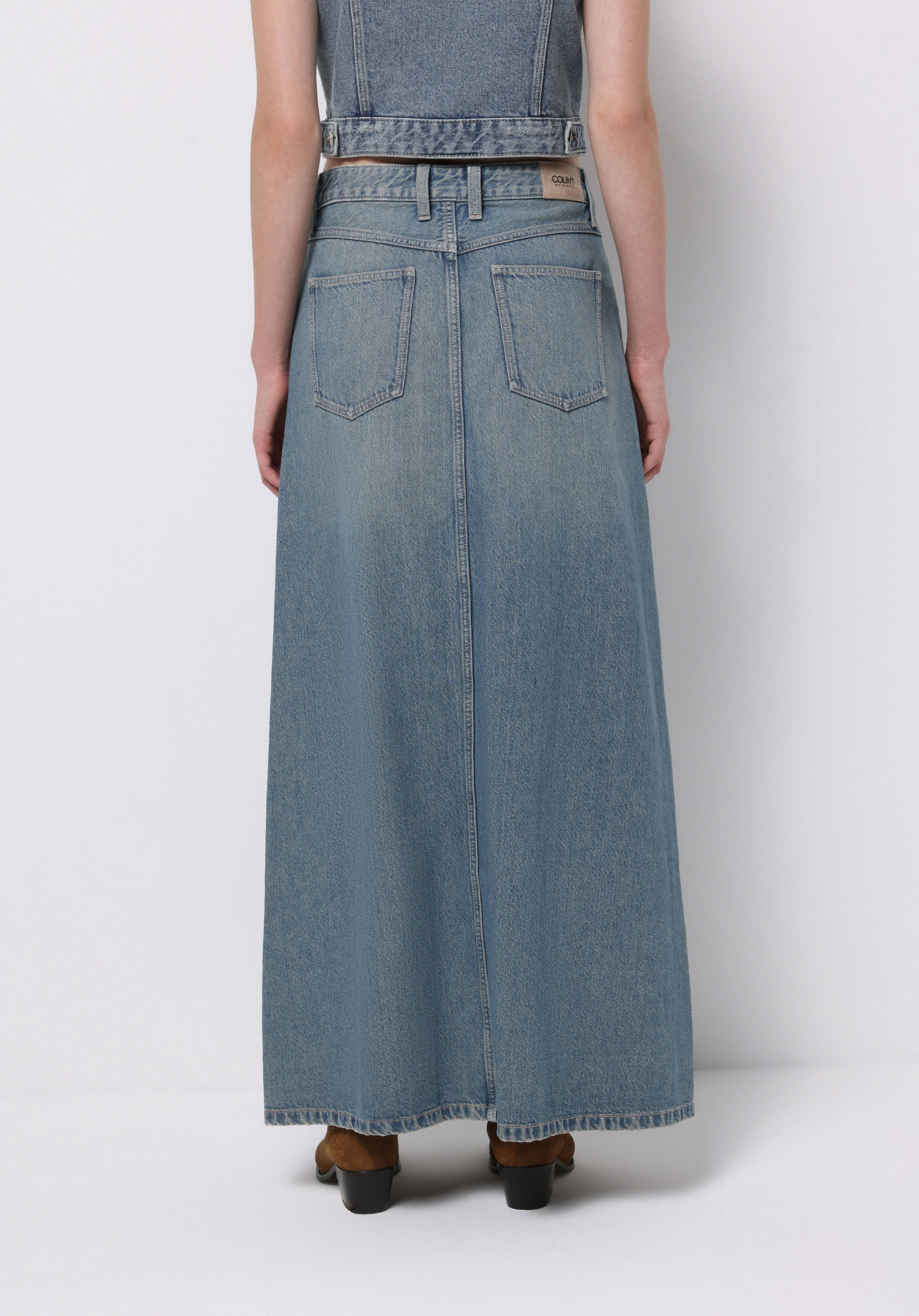 Regular Fit Düz Fermuarlı Kadın Mavi Etek