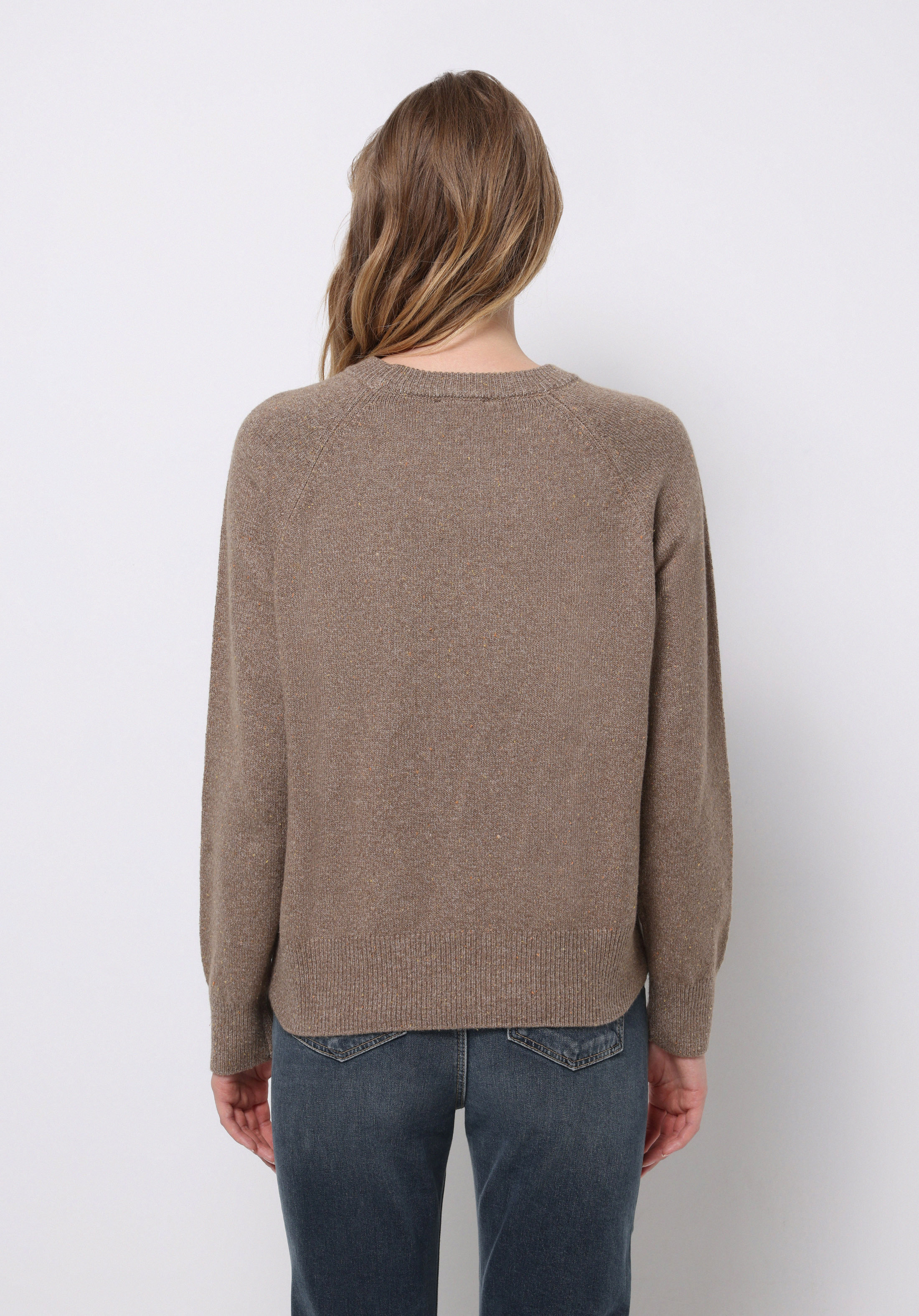 Regular Fit Yuvarlak Yaka Düz Kadın Kahverengi Kazak