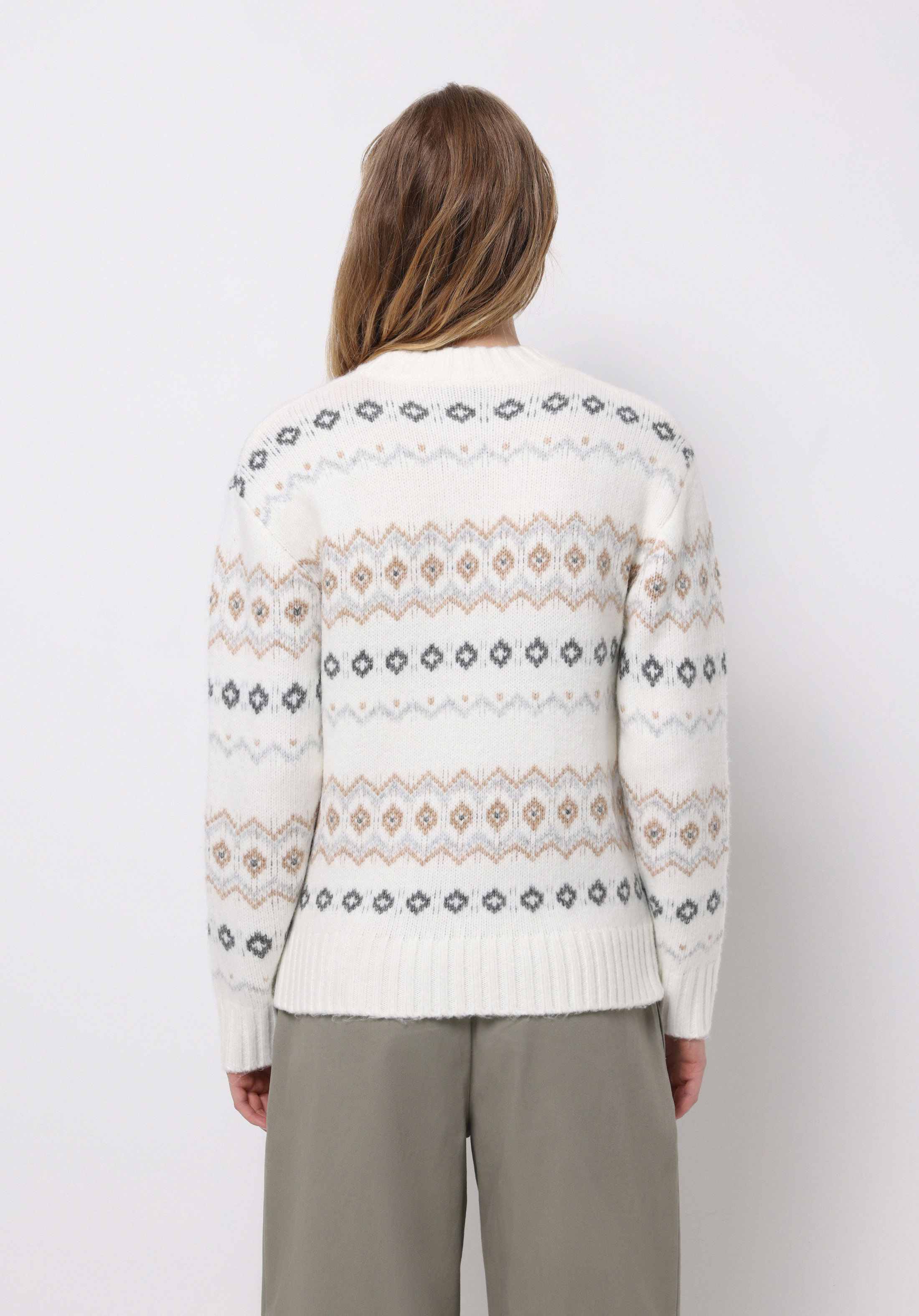 Regular Fit Yuvarlak Yaka Baskılı Kadın Çok Renkli Kazak