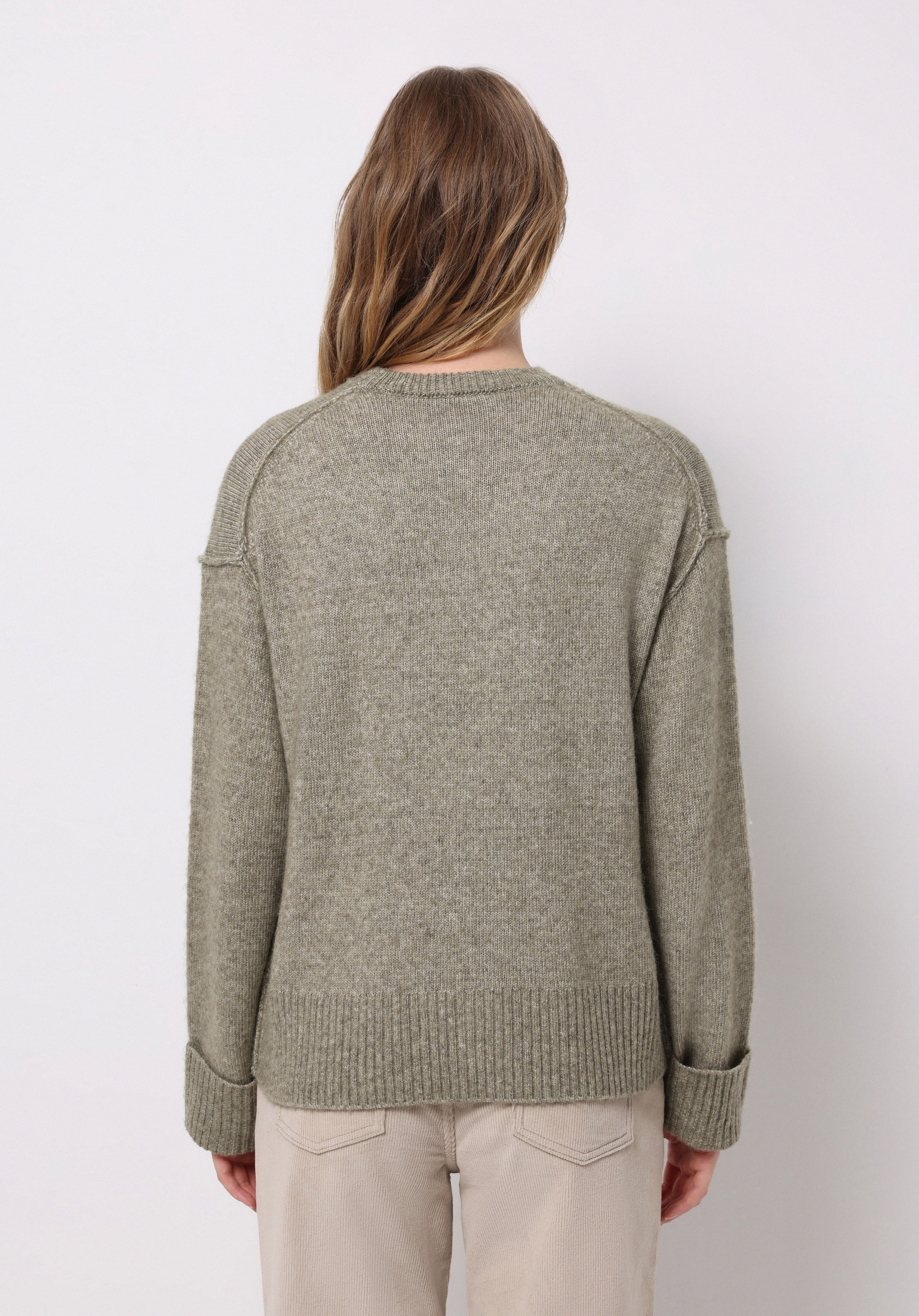 Regular Fit Yuvarlak Yaka Düz Kadın Yeşil Kazak