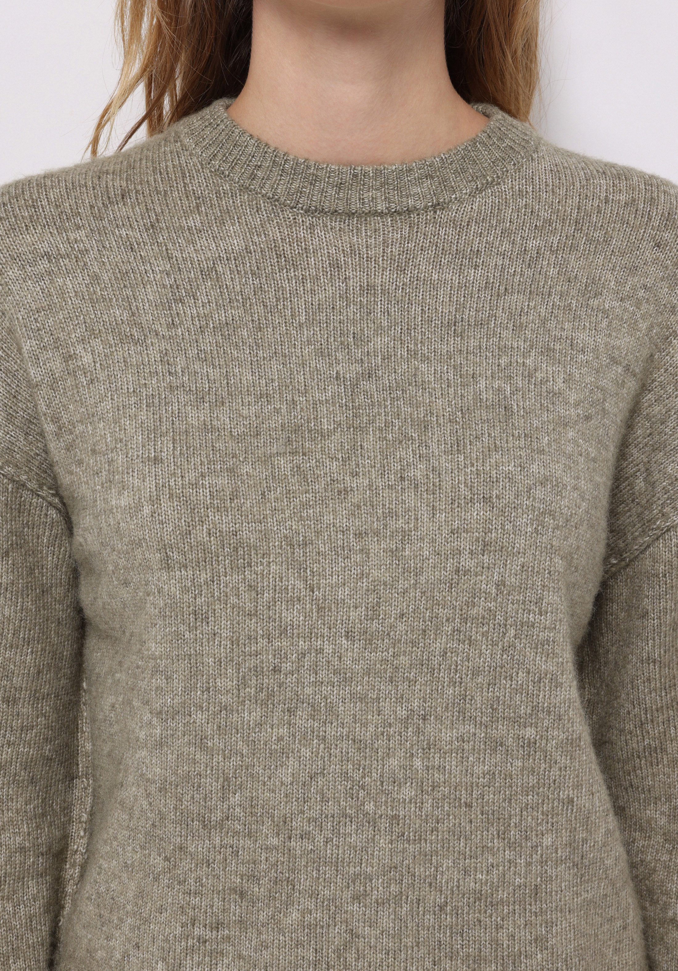 Regular Fit Yuvarlak Yaka Düz Kadın Yeşil Kazak