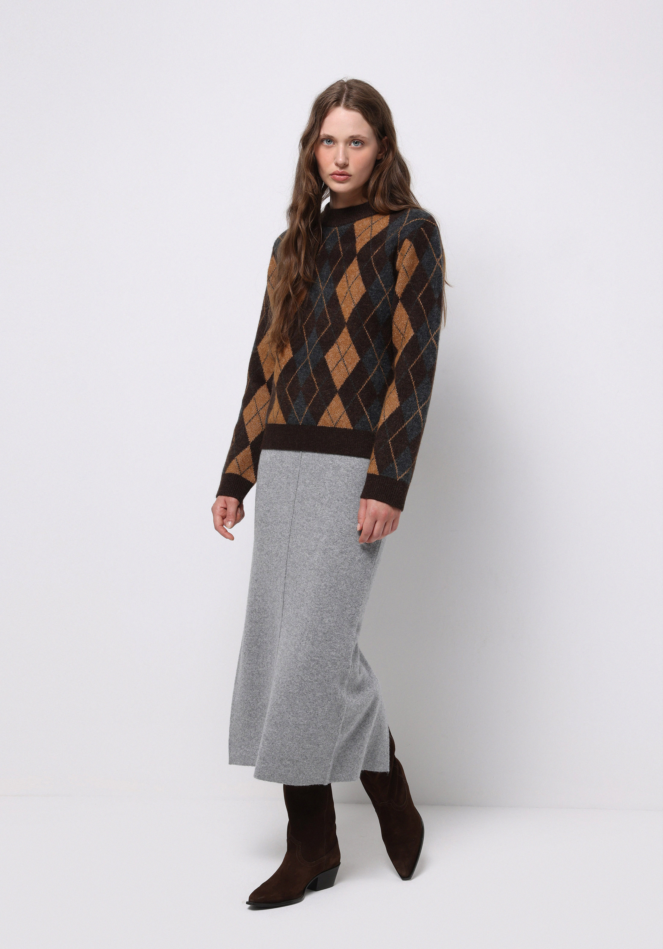 Slim Fit   Kadın Gri Etek