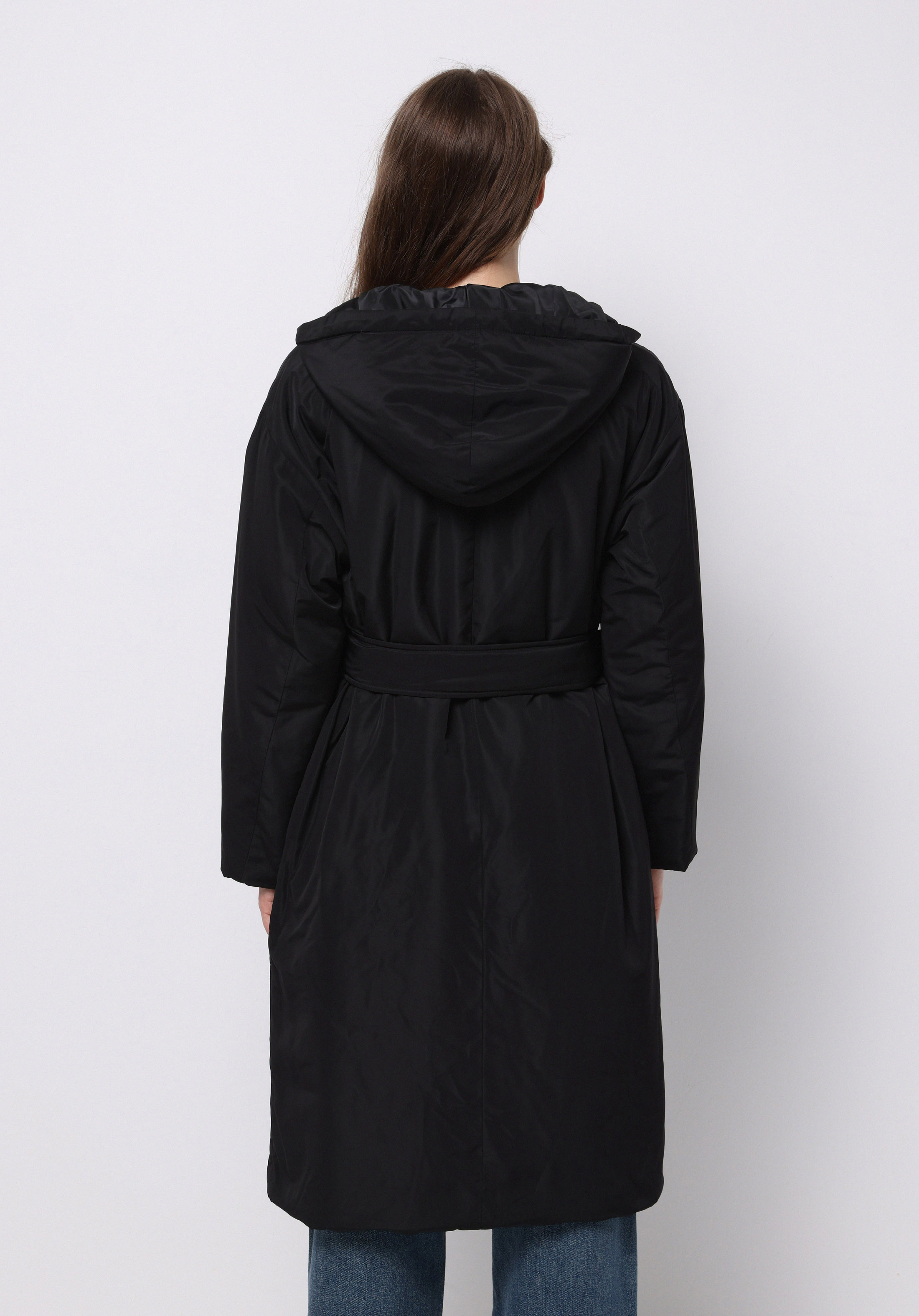 Regular Fit Kapüşonlu Fermuarlı Astarlı Çıkarılabilir Kapüşonlu Kadın Siyah Kaban