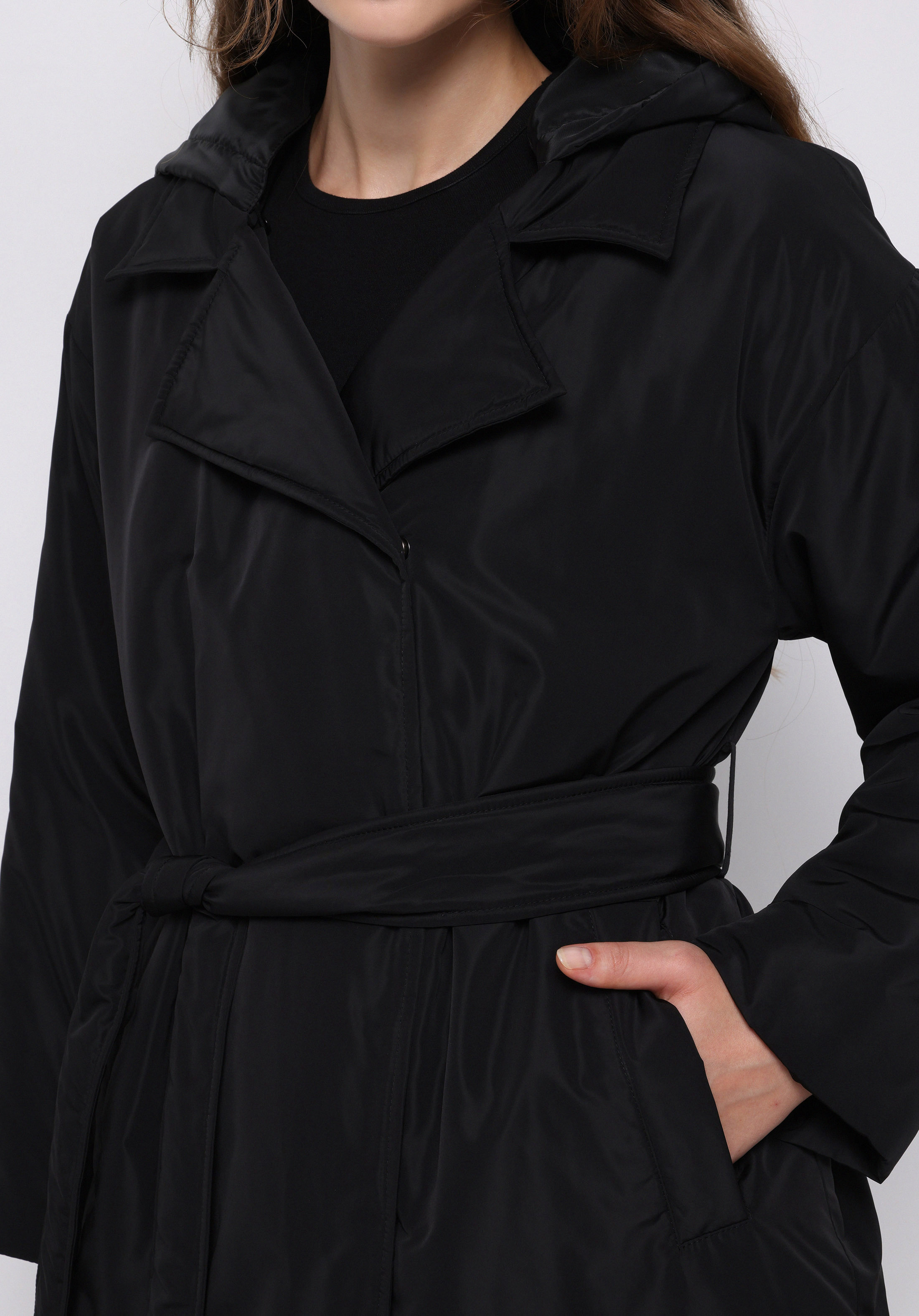 Regular Fit Kapüşonlu Fermuarlı Astarlı Çıkarılabilir Kapüşonlu Kadın Siyah Kaban
