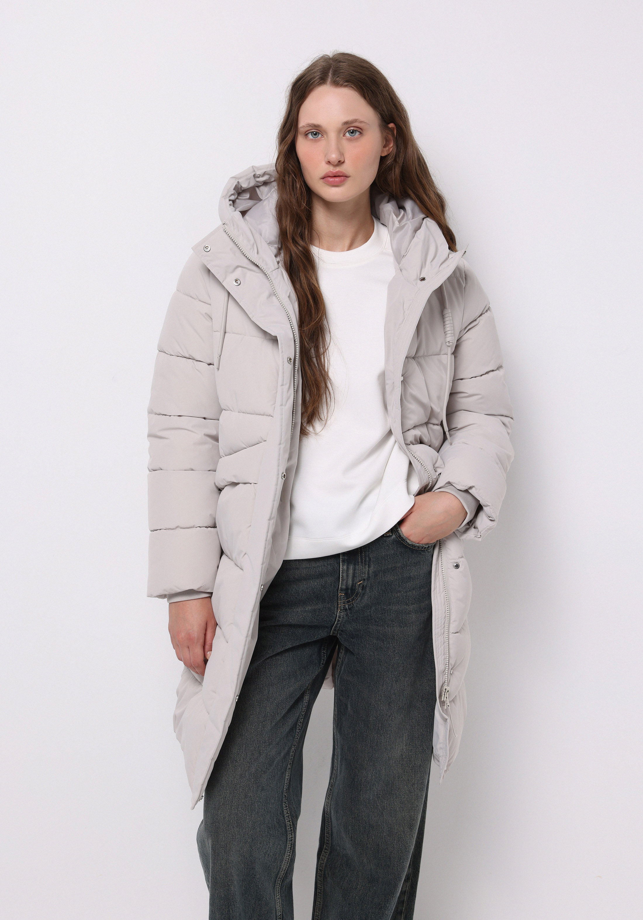 Regular Fit Kapüşonlu Fermuarlı Astarlı Suya Dayanıklı Kadın Taş Kaban