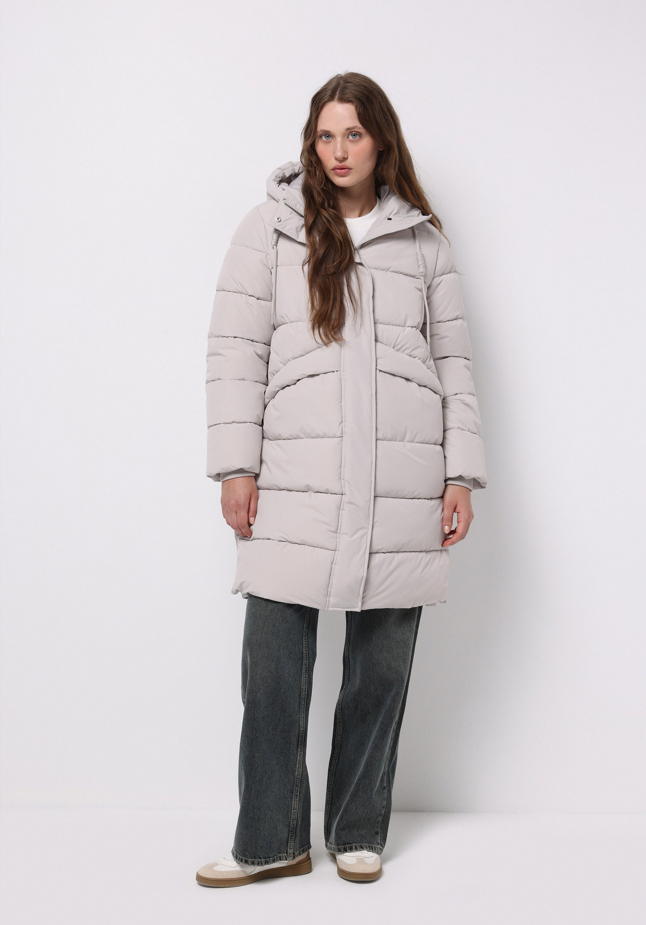 Regular Fit Kapüşonlu Fermuarlı Astarlı Suya Dayanıklı Kadın Taş Kaban