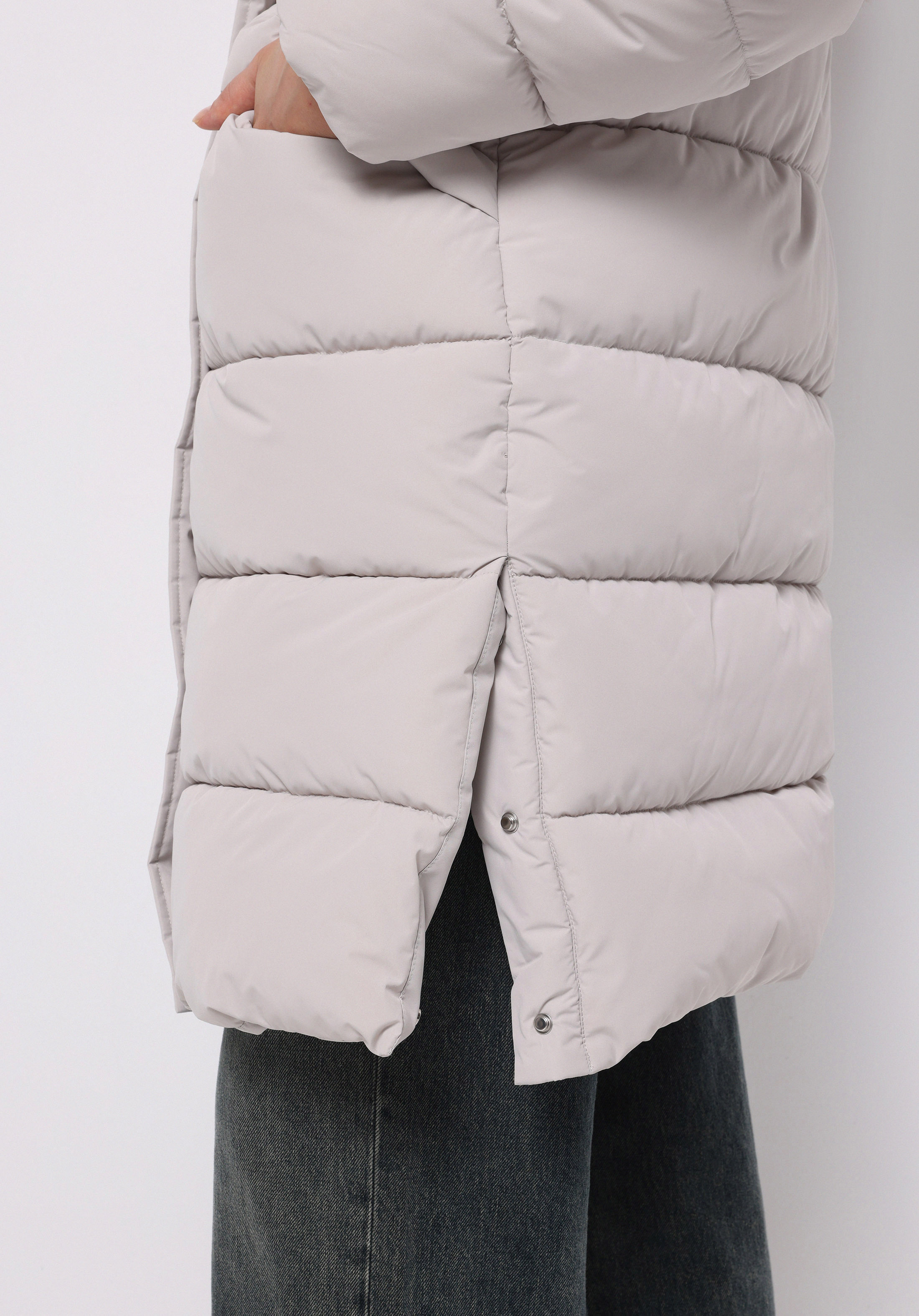 Regular Fit Kapüşonlu Fermuarlı Astarlı Suya Dayanıklı Kadın Taş Kaban