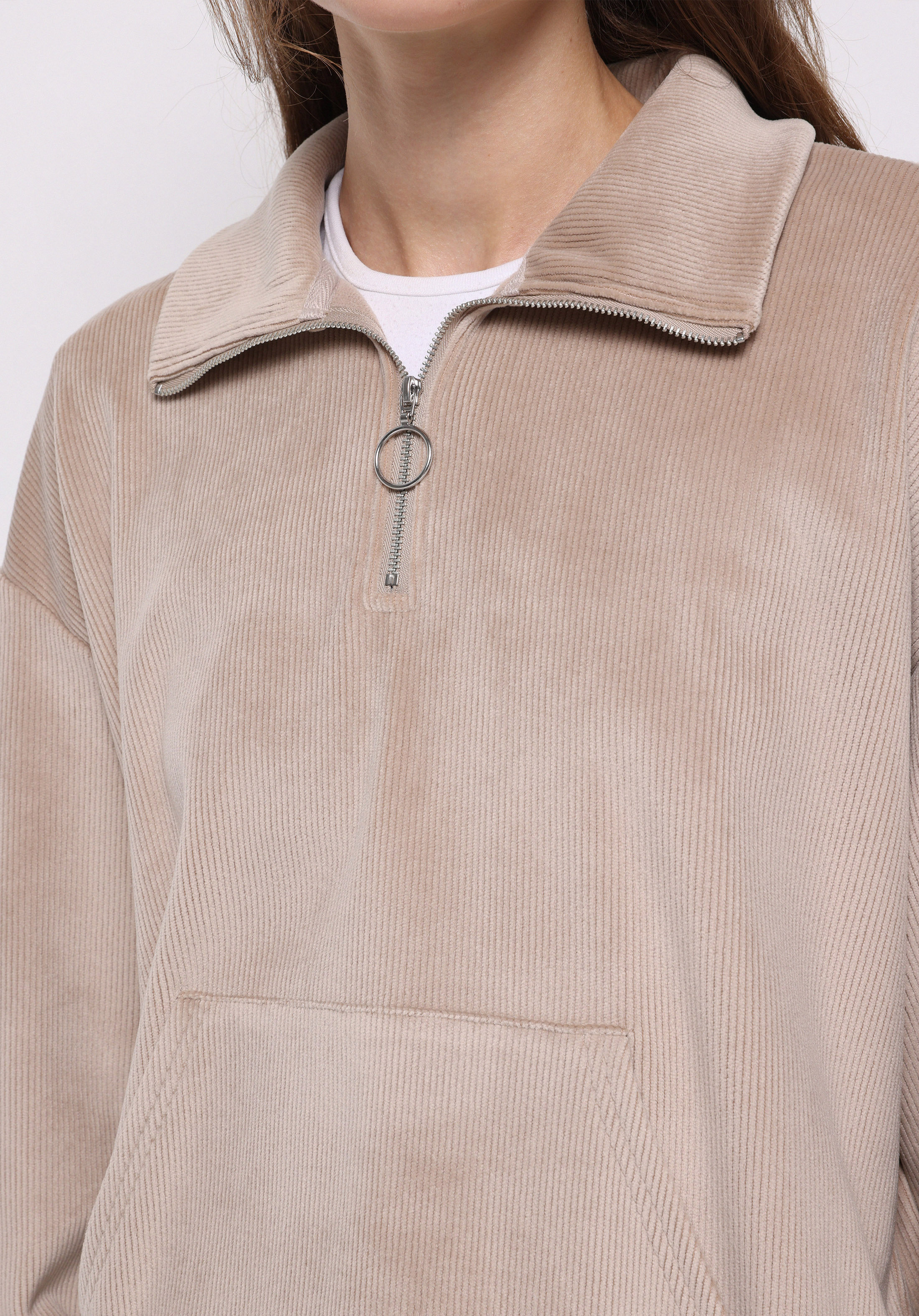 Regular Fit Polo Yaka Kadın Sweatshirt