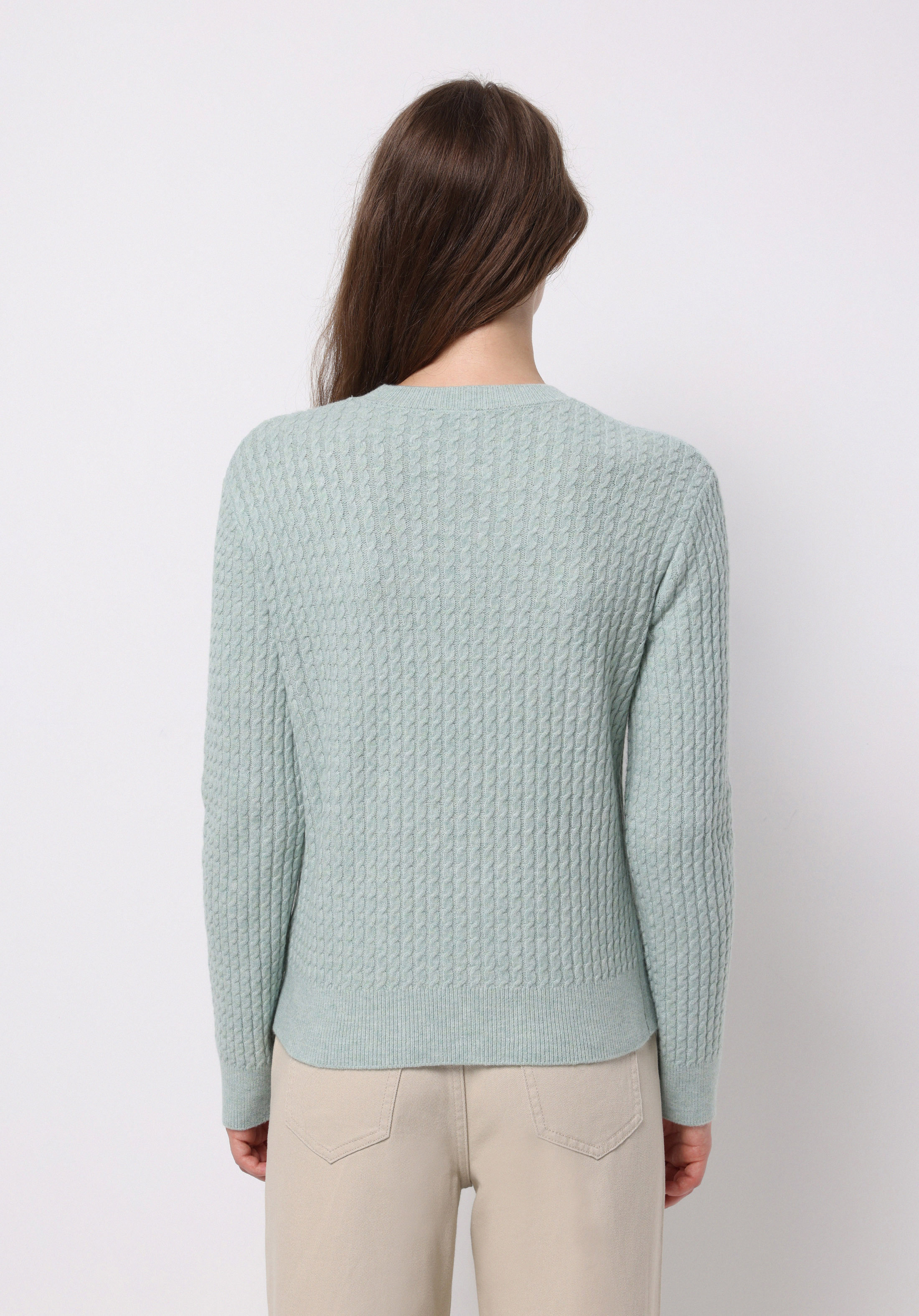 Regular Fit Yuvarlak Yaka Düz Kadın Yeşil Kazak