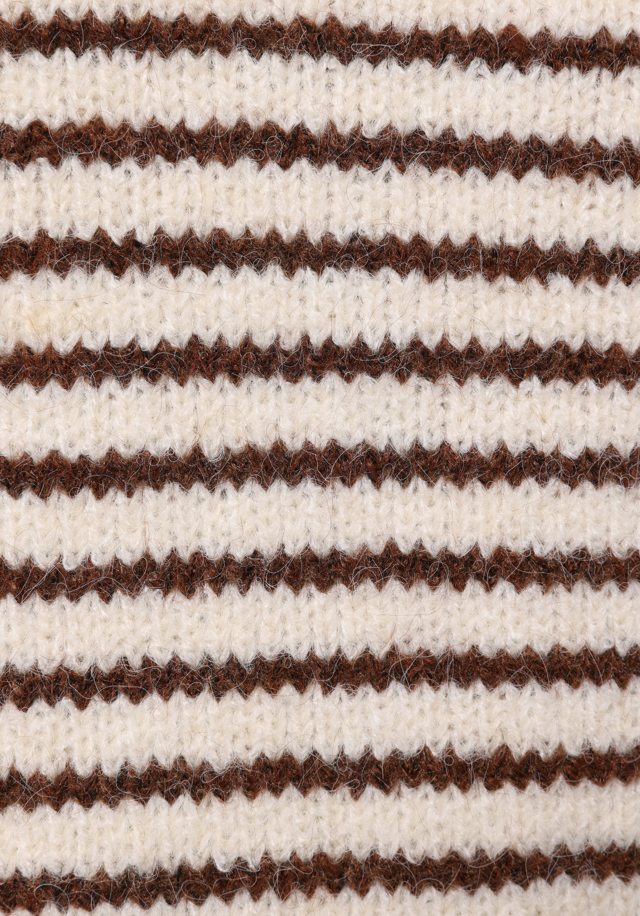 Regular Fit Yuvarlak Yaka Çizgili Kadın Bej Kazak