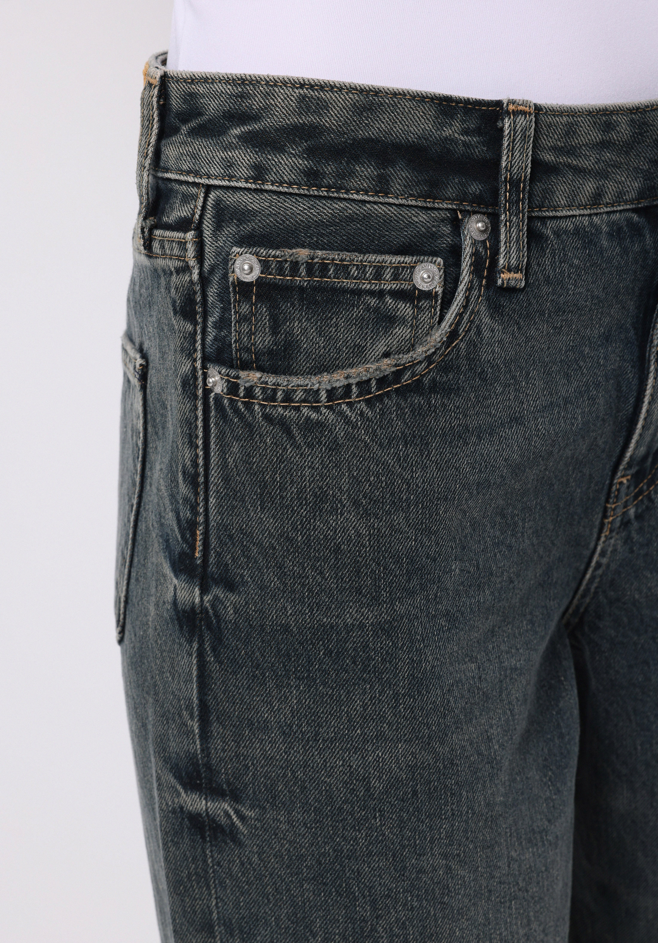 Regular Fit Yüksel Bel Geniş Paça Kadın Koyu İndigo Jean Pantolon