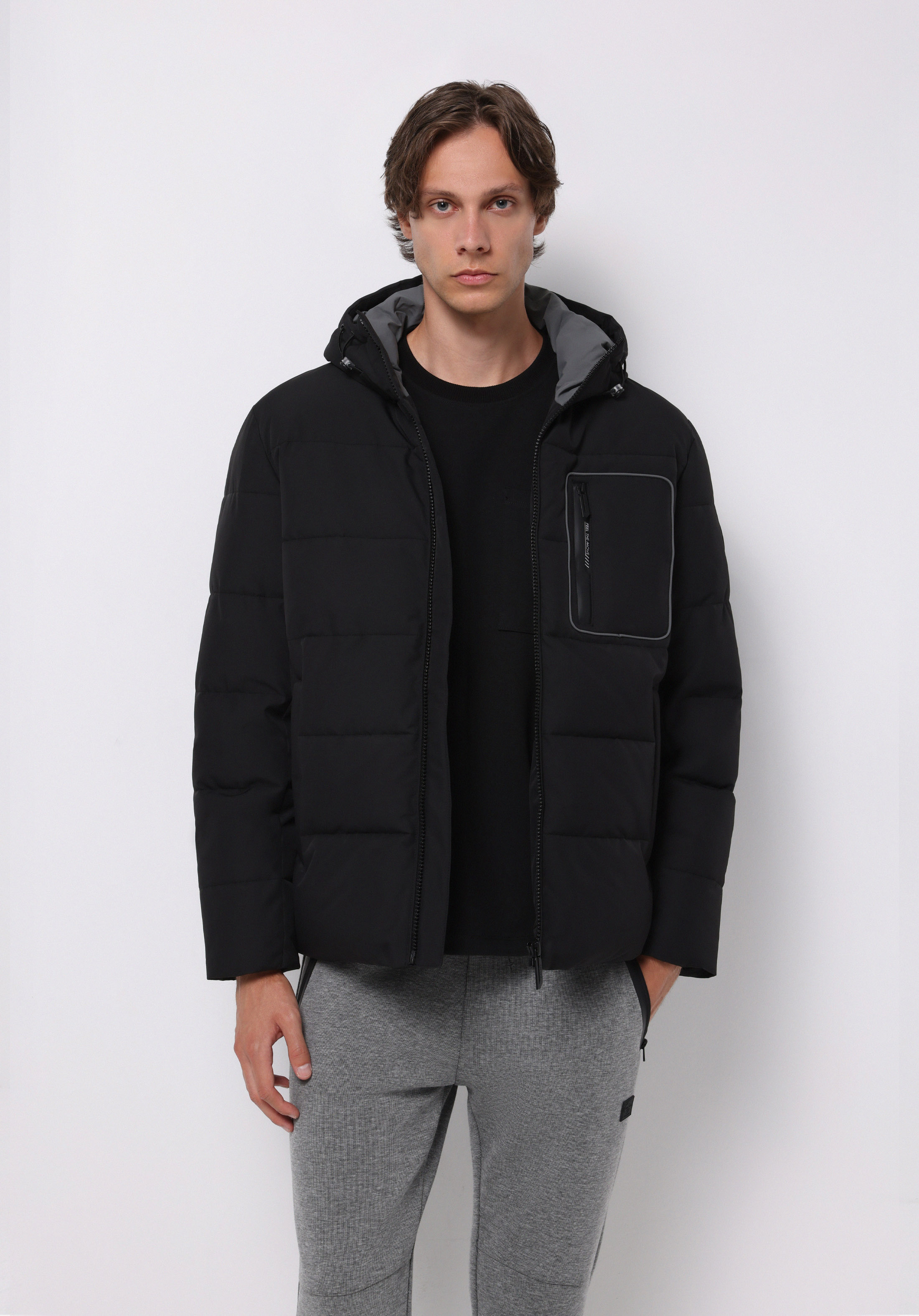 Regular Fit     Erkek Siyah Mont