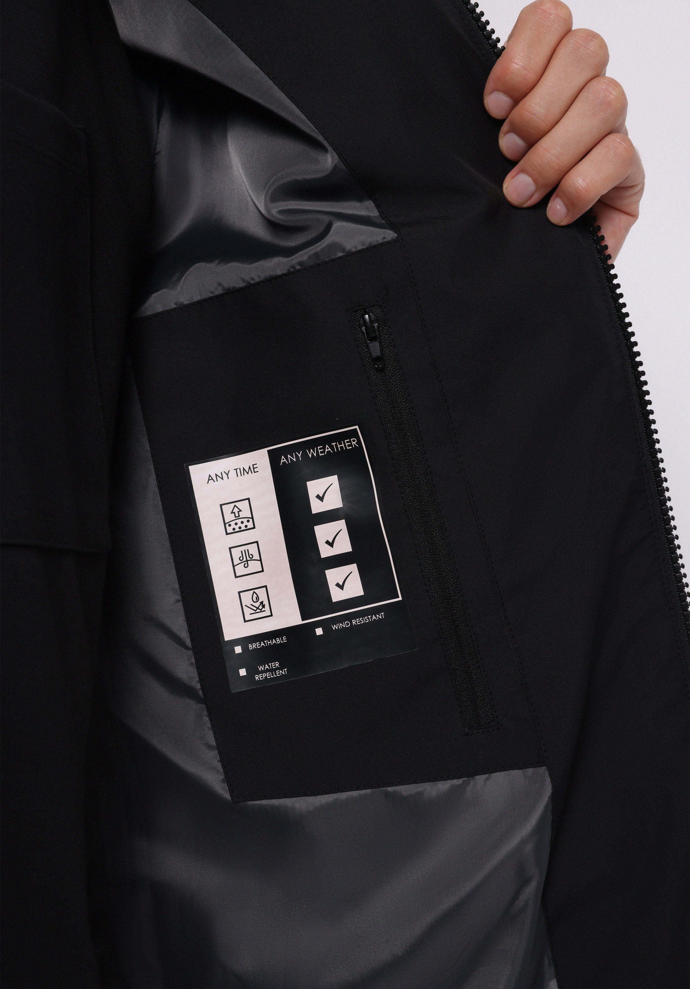 Regular Fit     Erkek Siyah Mont