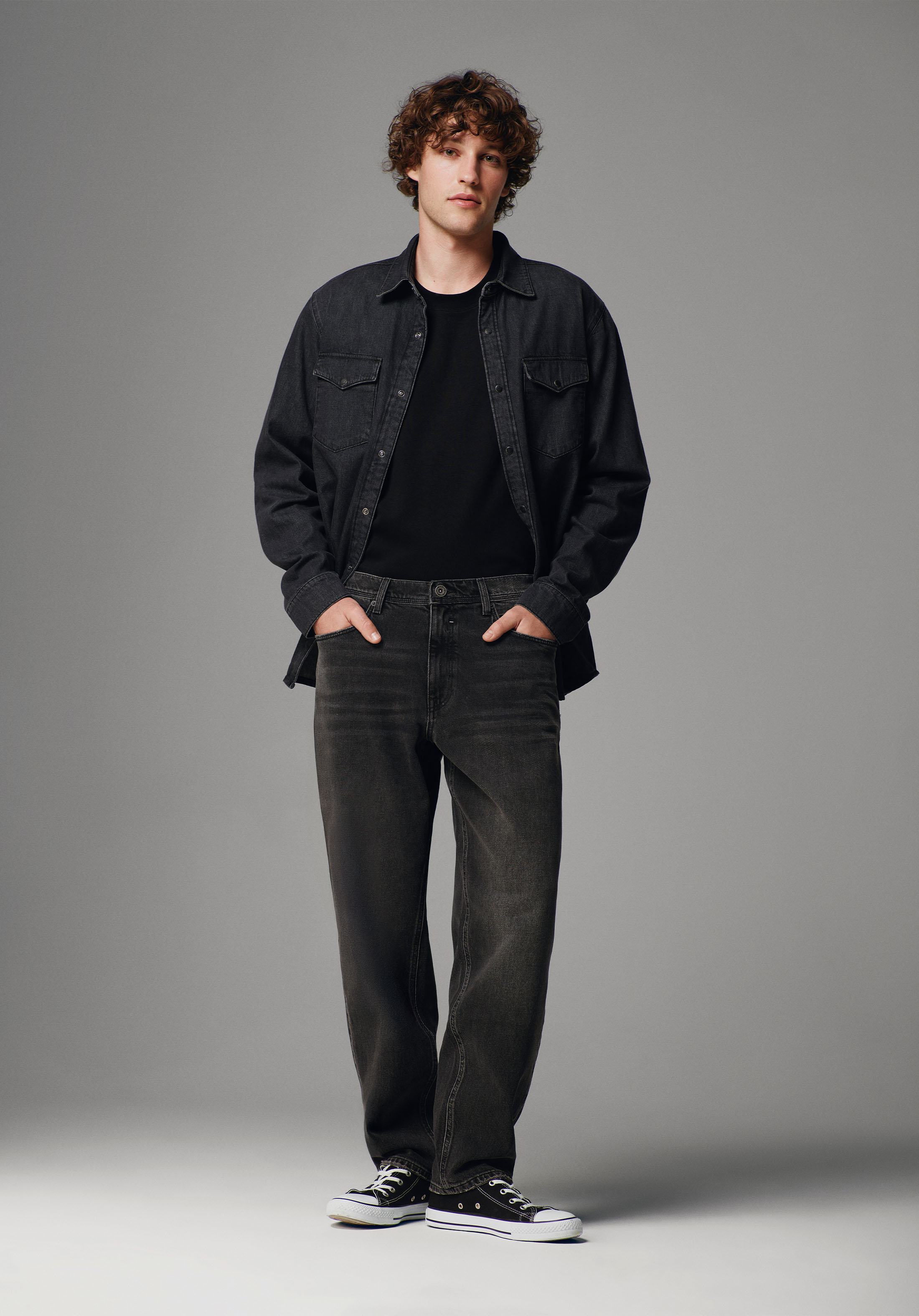 Regular Fit Orta Bel Daralan Paça Erkek Siyah Jean Pantolon