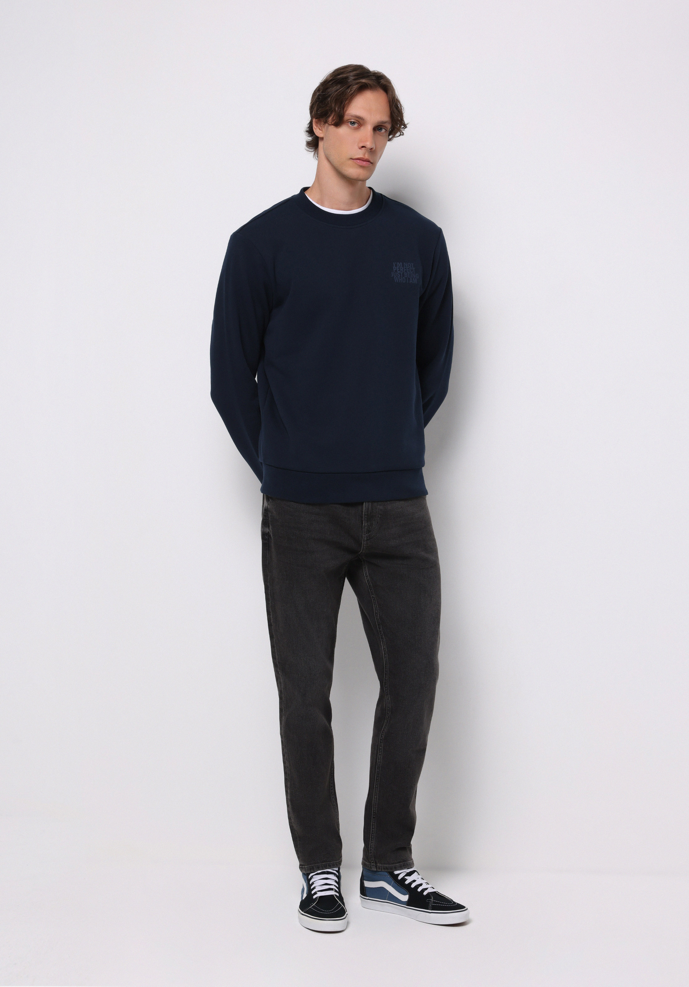 Regular Fit Orta Bel Daralan Paça Erkek Siyah Jean Pantolon