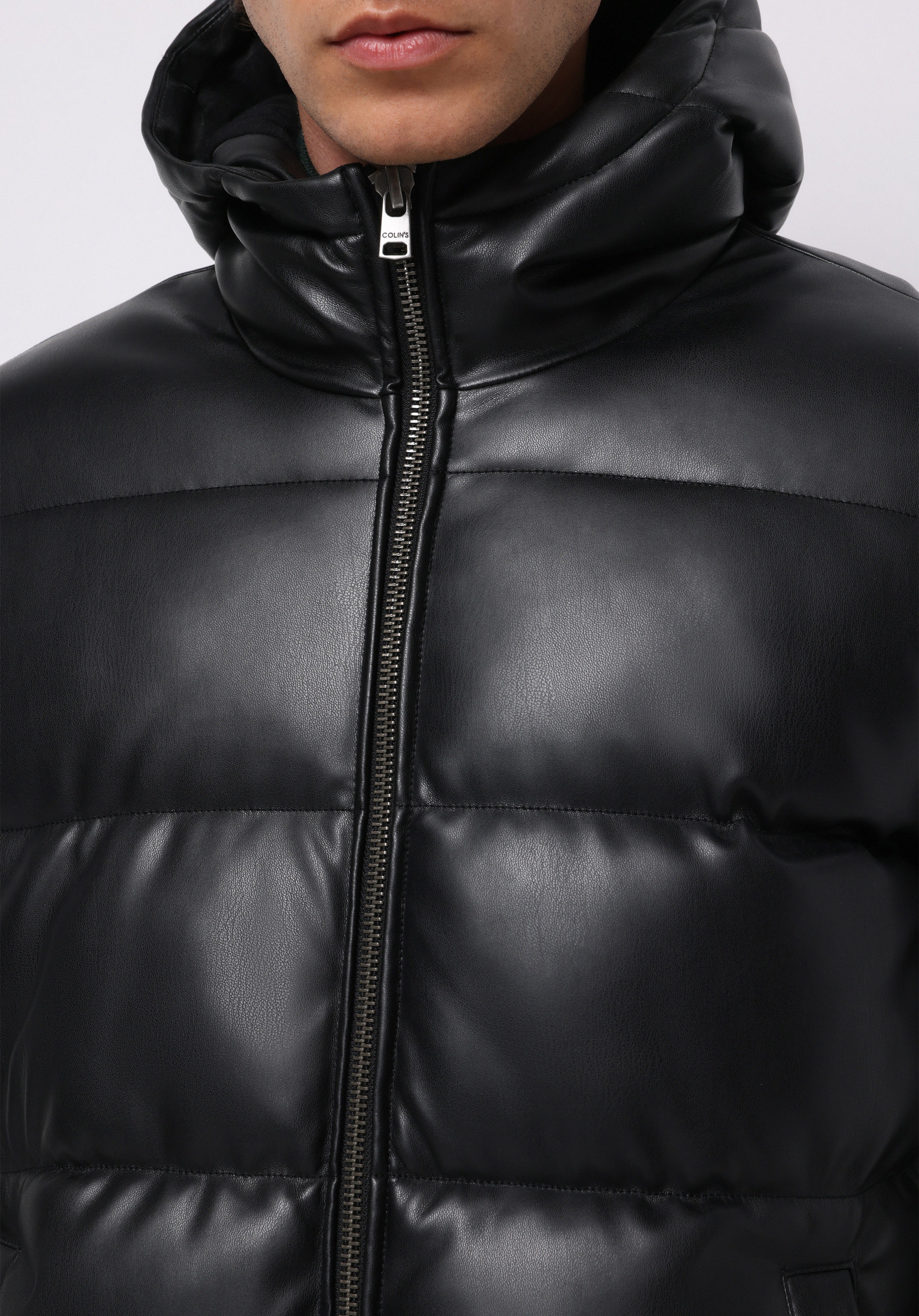 Regular Fit     Erkek Siyah Mont Pu