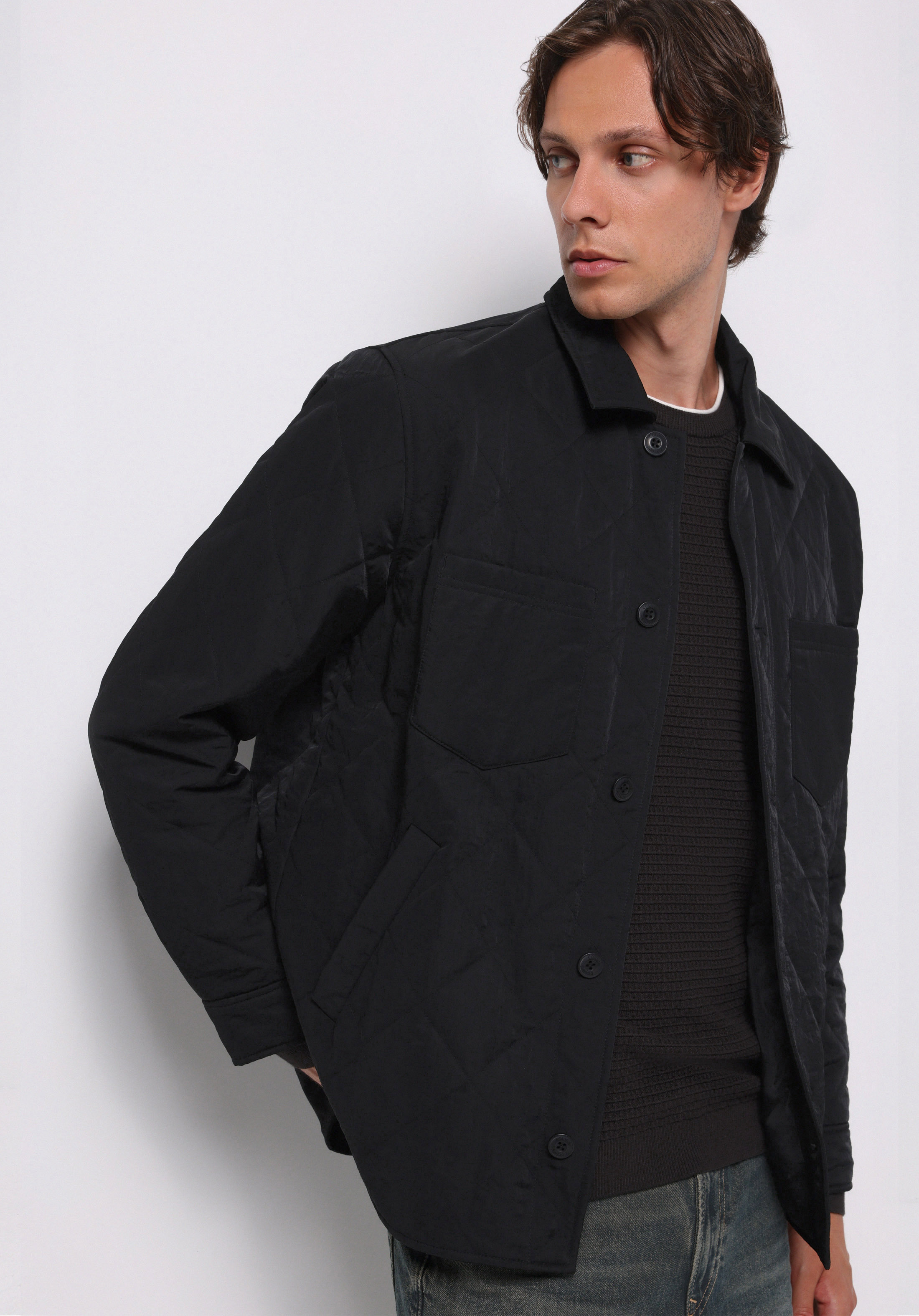 Regular Fit     Erkek Siyah Mont