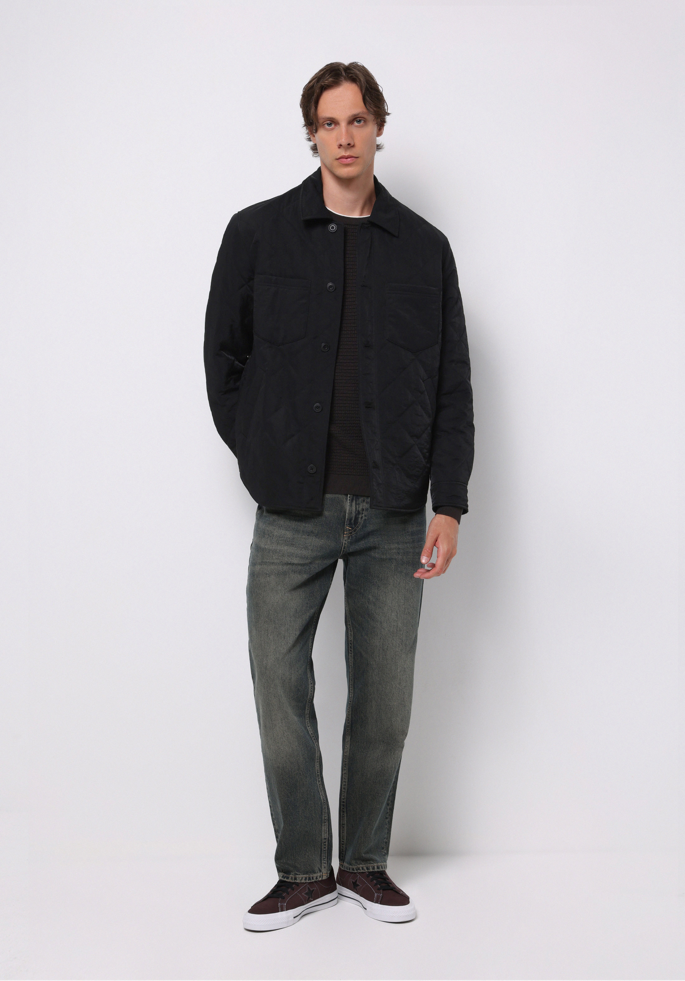 Regular Fit     Erkek Siyah Mont