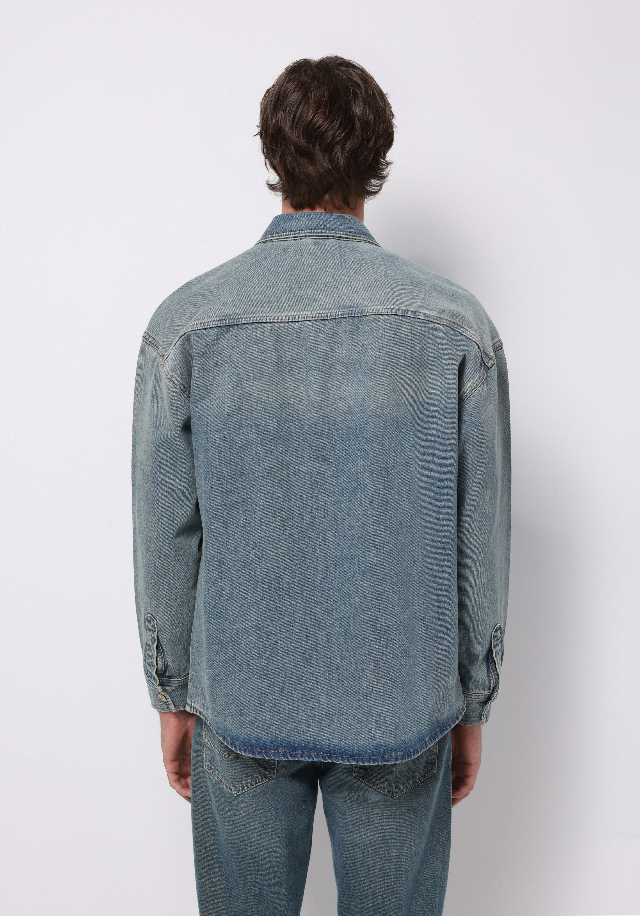 Oversize Fit   Erkek Mavi Shacket