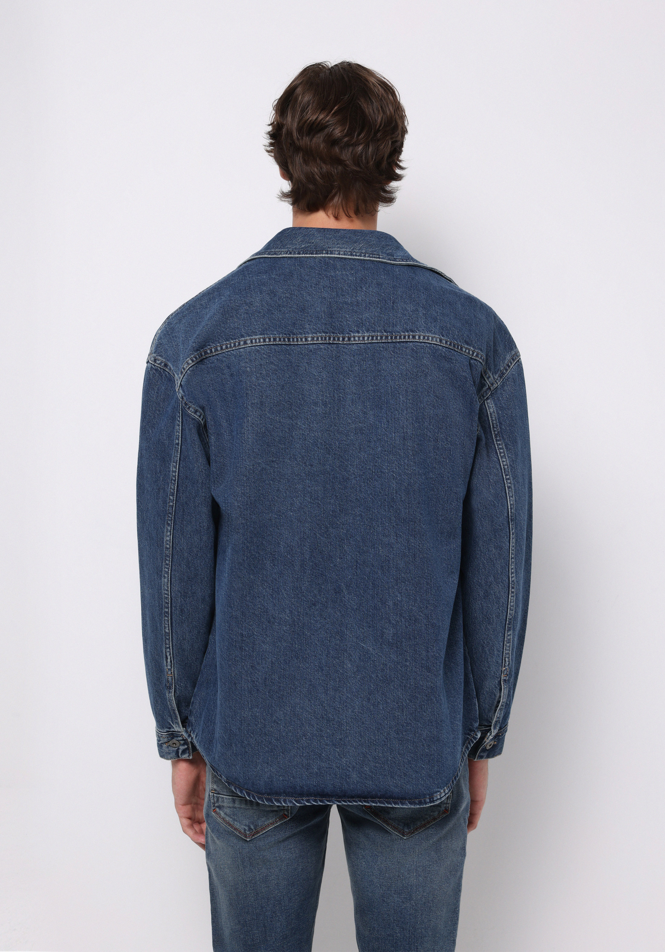 Oversize Fit   Erkek Mavi Shacket