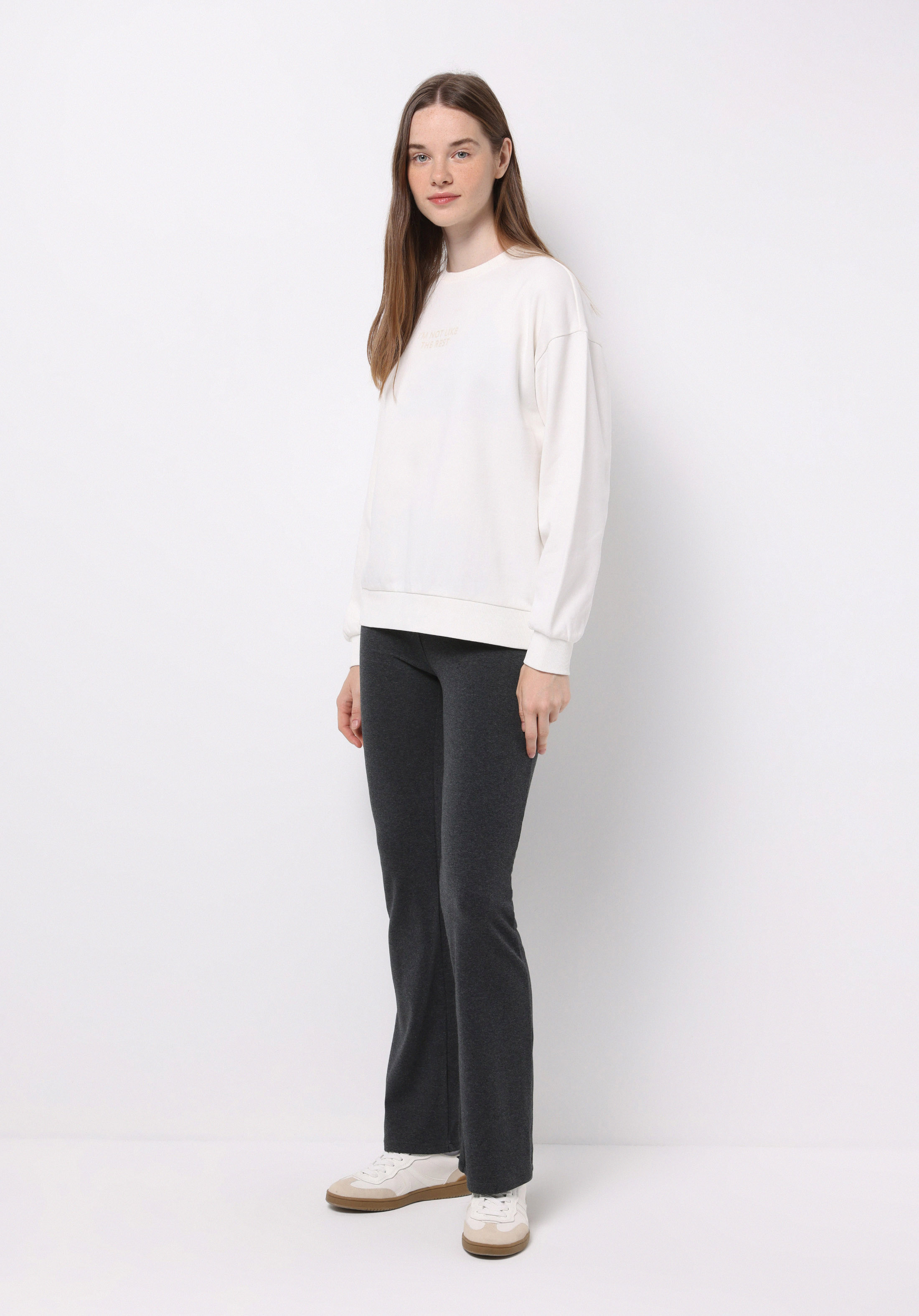 Slim Fit   Kadın Antrasit Örme Tayt