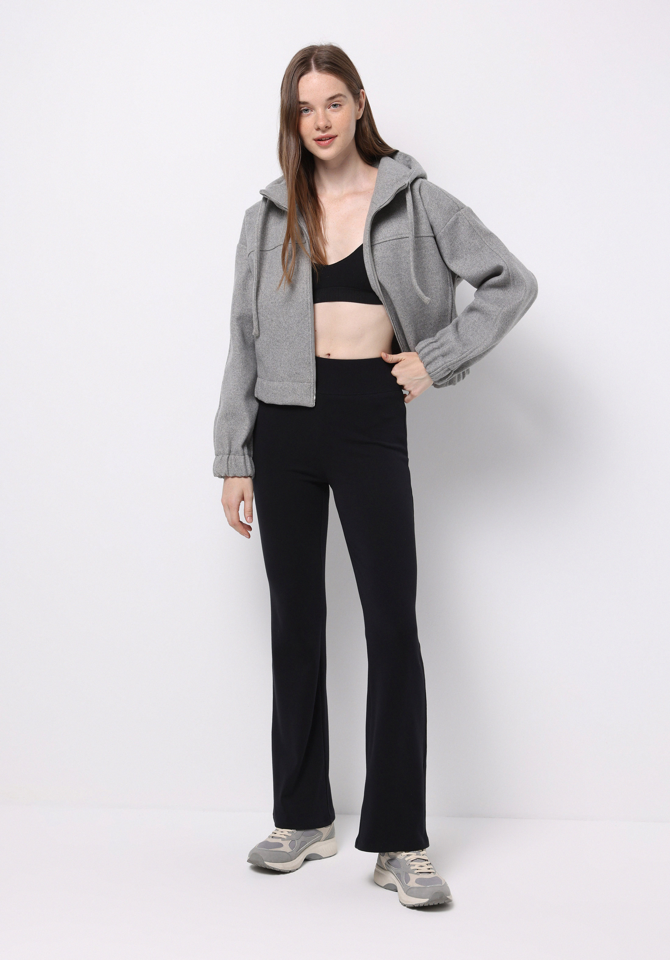 Slim Fit   Kadın Siyah Örme Tayt