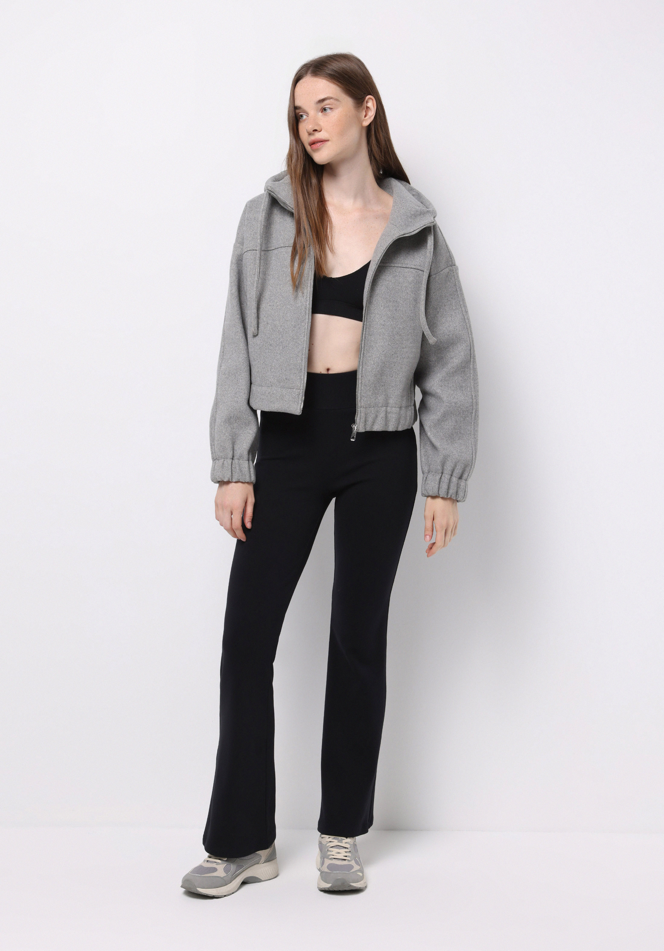 Slim Fit   Kadın Siyah Örme Tayt