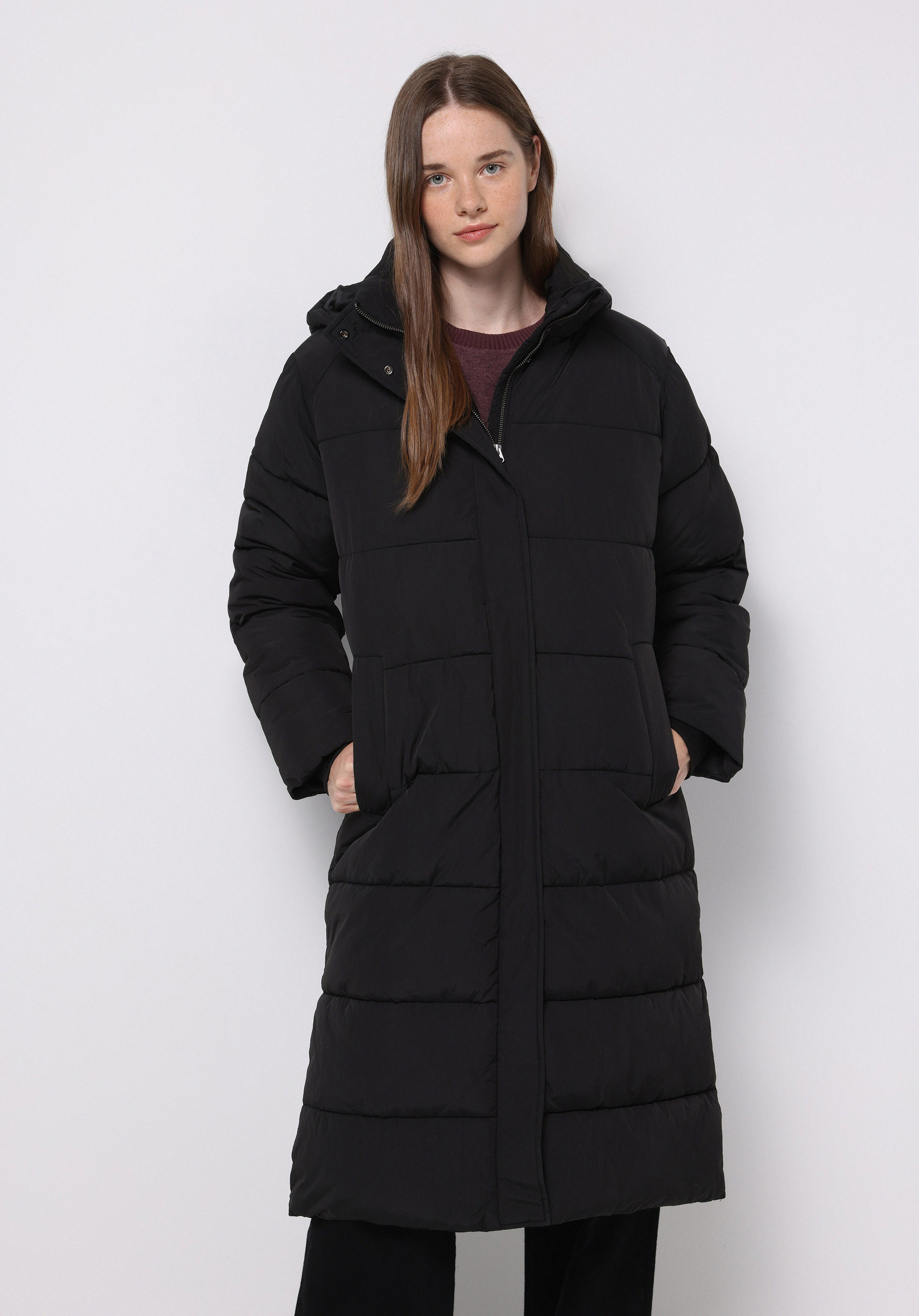 Regular Fit Kapüşonlu Fermuarlı Astarlı Suya Dayanıklı Kadın Siyah Kaban