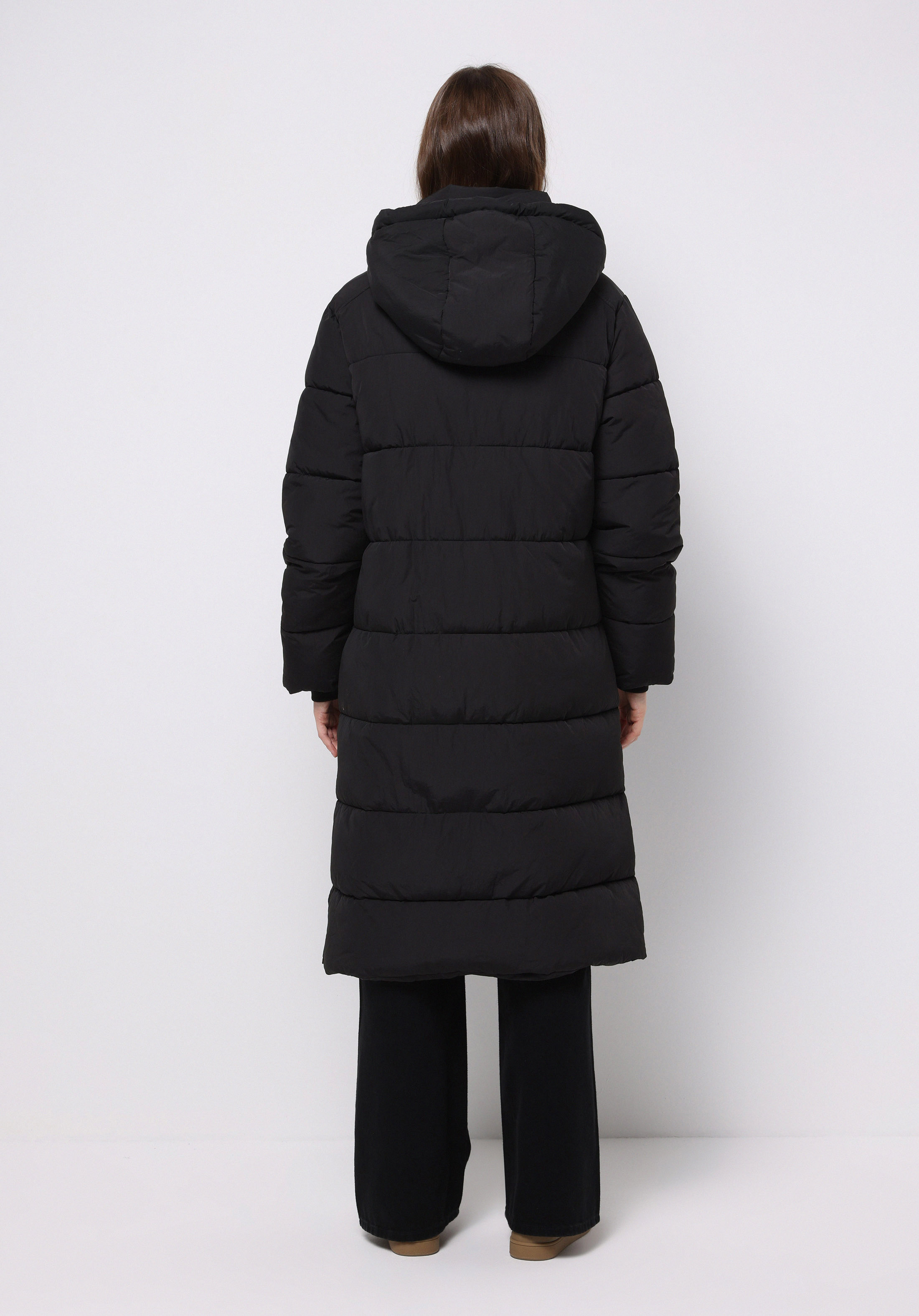 Regular Fit Kapüşonlu Fermuarlı Astarlı Suya Dayanıklı Kadın Siyah Kaban