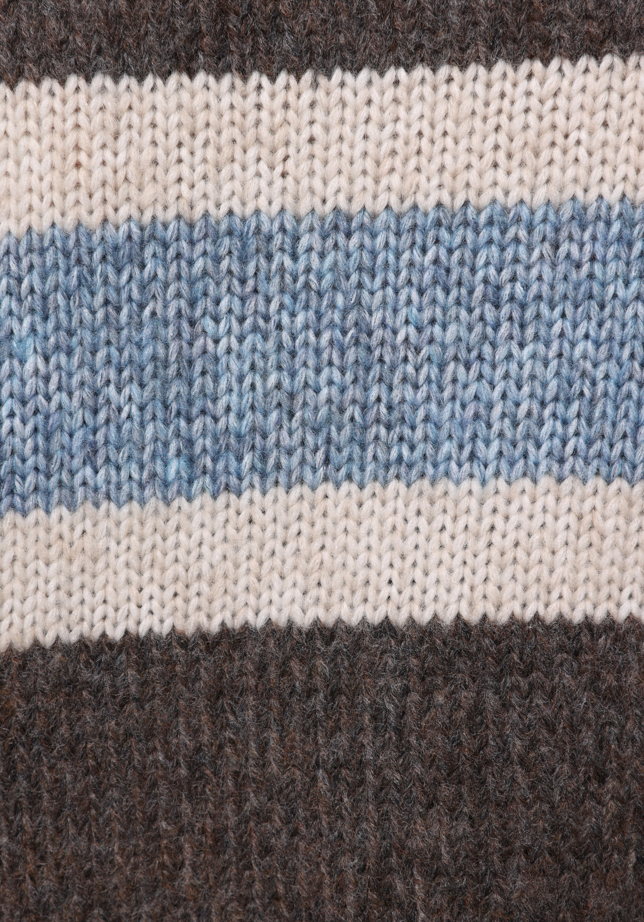 Regular Fit Yuvarlak Yaka Çizgili Kadın Kahverengi Kazak